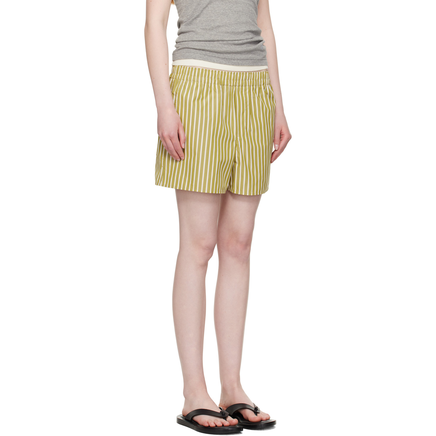  Ami Paris Khaki Cotton Elasticated Shorts 