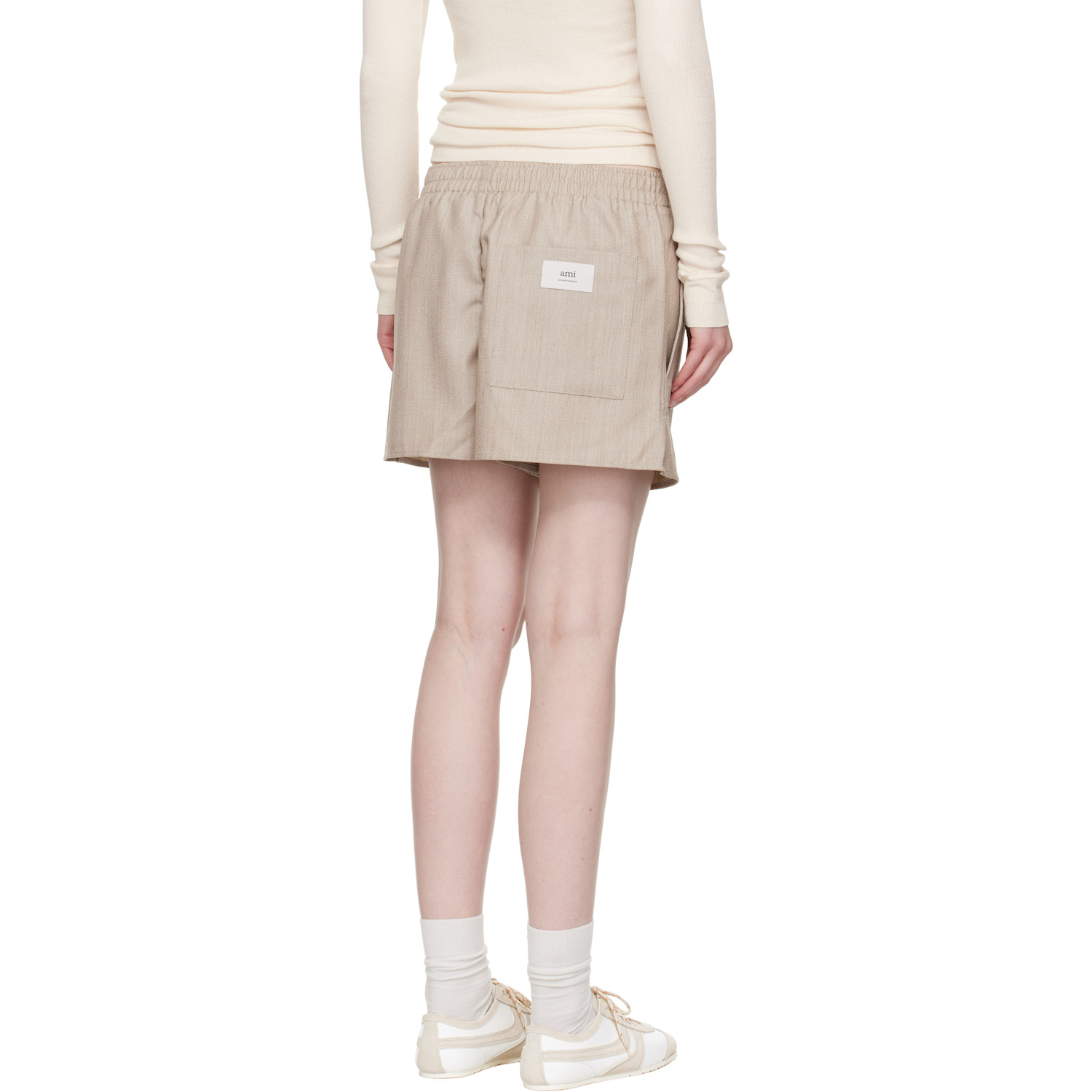  Ami Paris Beige Wool Elasticated Shorts 