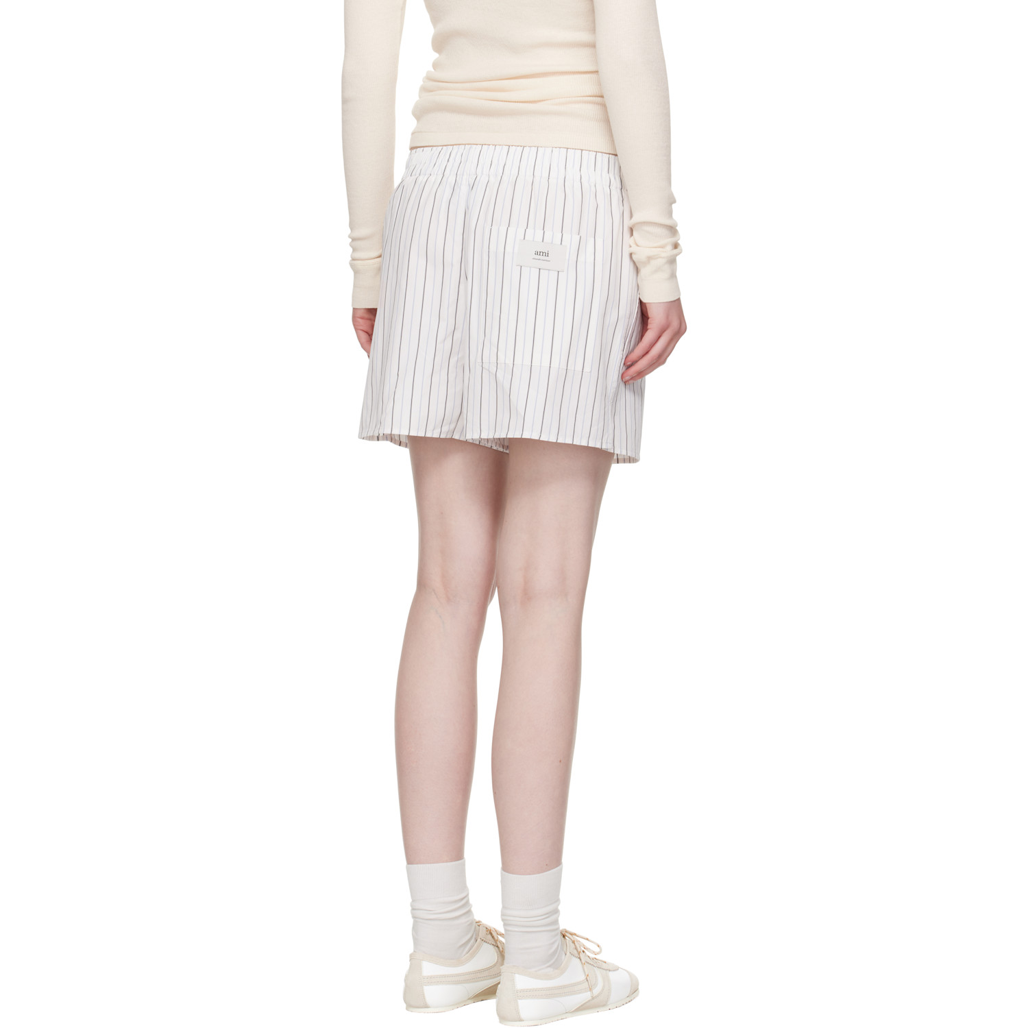  Ami Paris White Cotton Elasticated Shorts 