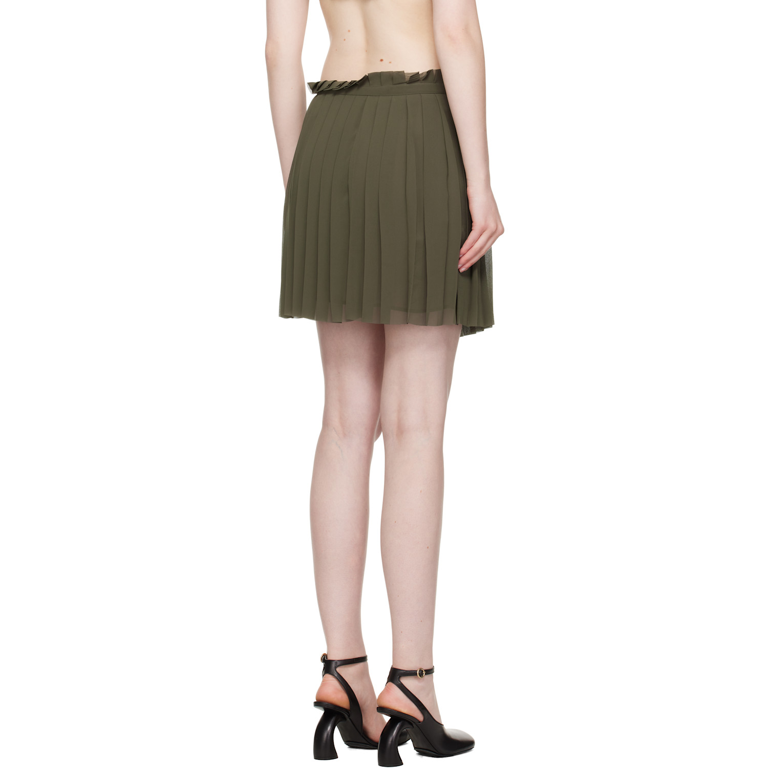  Ami Paris Khaki Pleated Miniskirt 