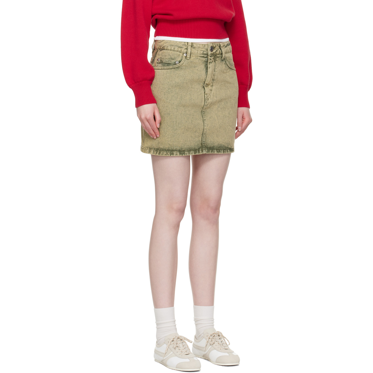  Ami Paris Khaki Cotton Denim Miniskirt 