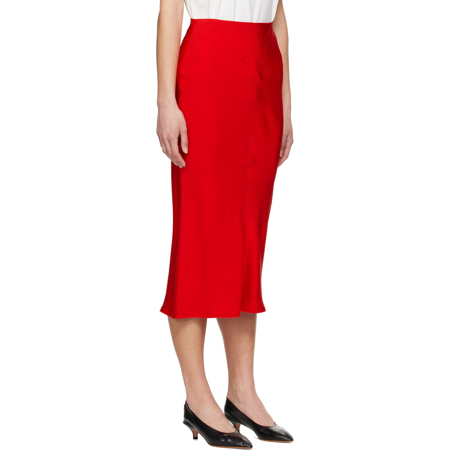  Ami Paris Red Straight Midi Skirt 