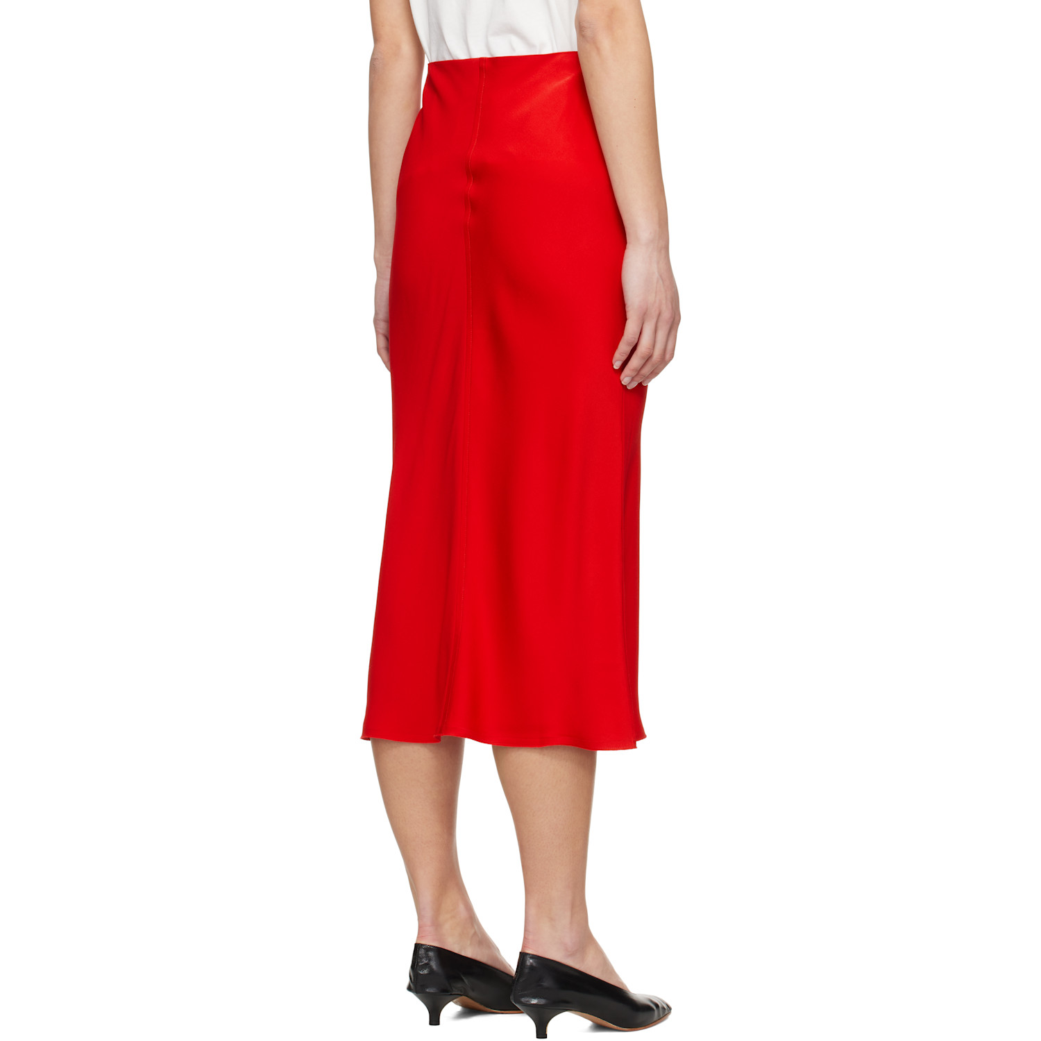  Ami Paris Red Straight Midi Skirt 