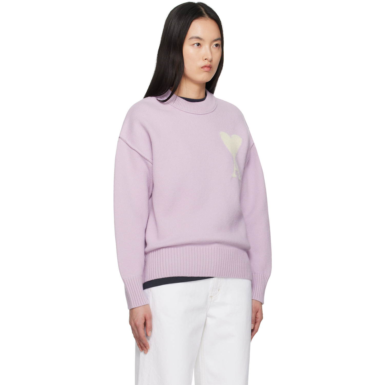  Ami Paris Purple Wool Ami De Coeur Sweater 