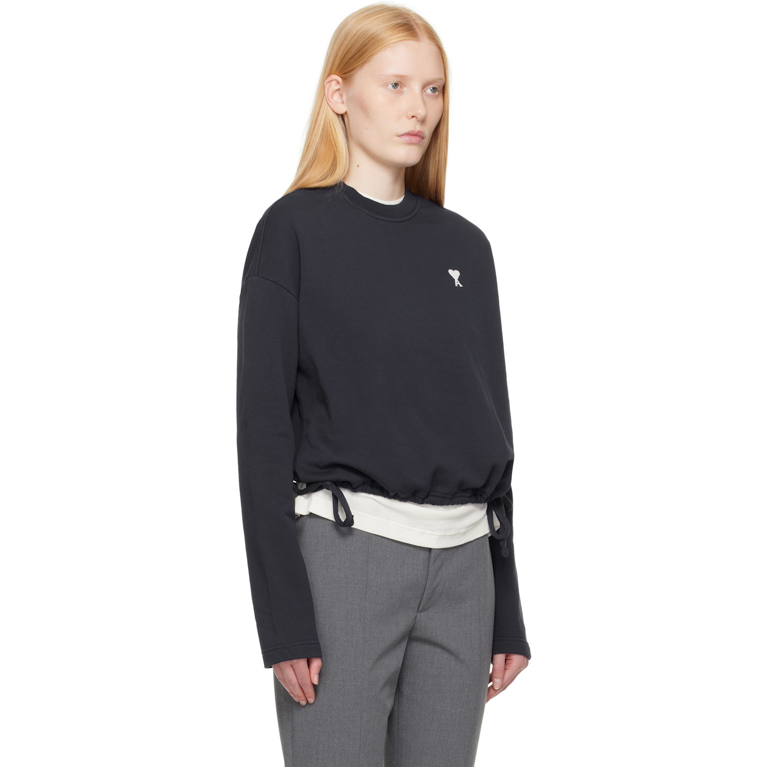  Ami Paris Navy Cotton Ami De Coeur Sweatshirt 