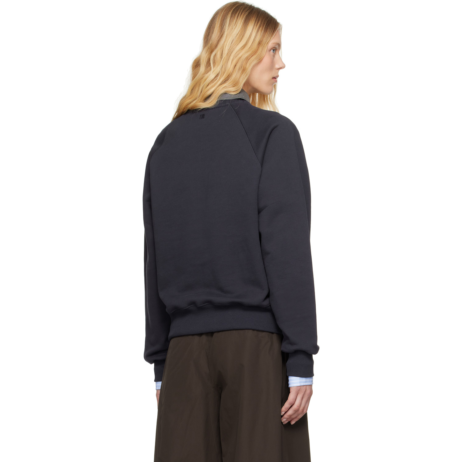  Ami Paris Navy Cotton Ami De Coeur Patch Sweatshirt 