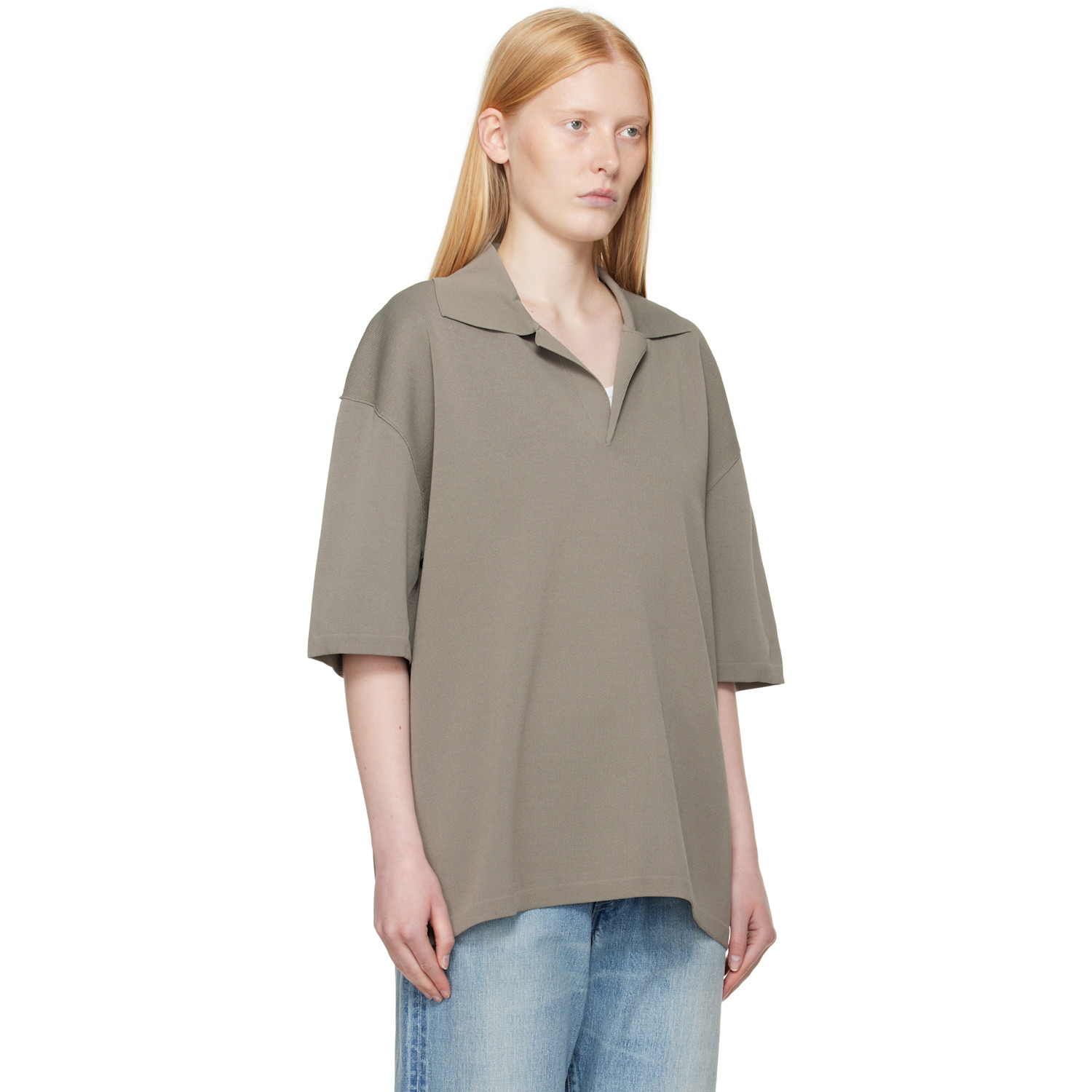  Ami Paris Taupe Short Sleeve Polo 
