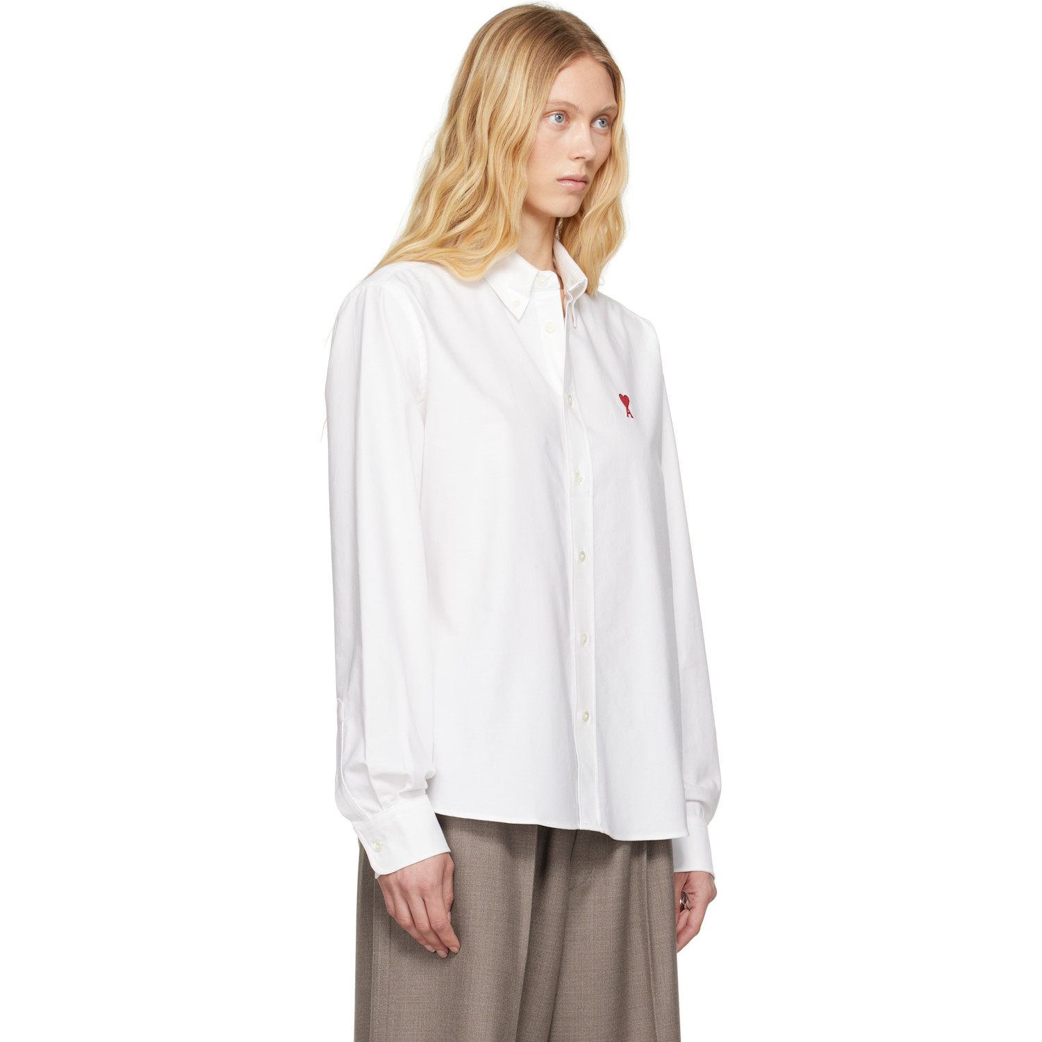  Ami Paris White Cotton Button-down Ami De Coeur Shirt 