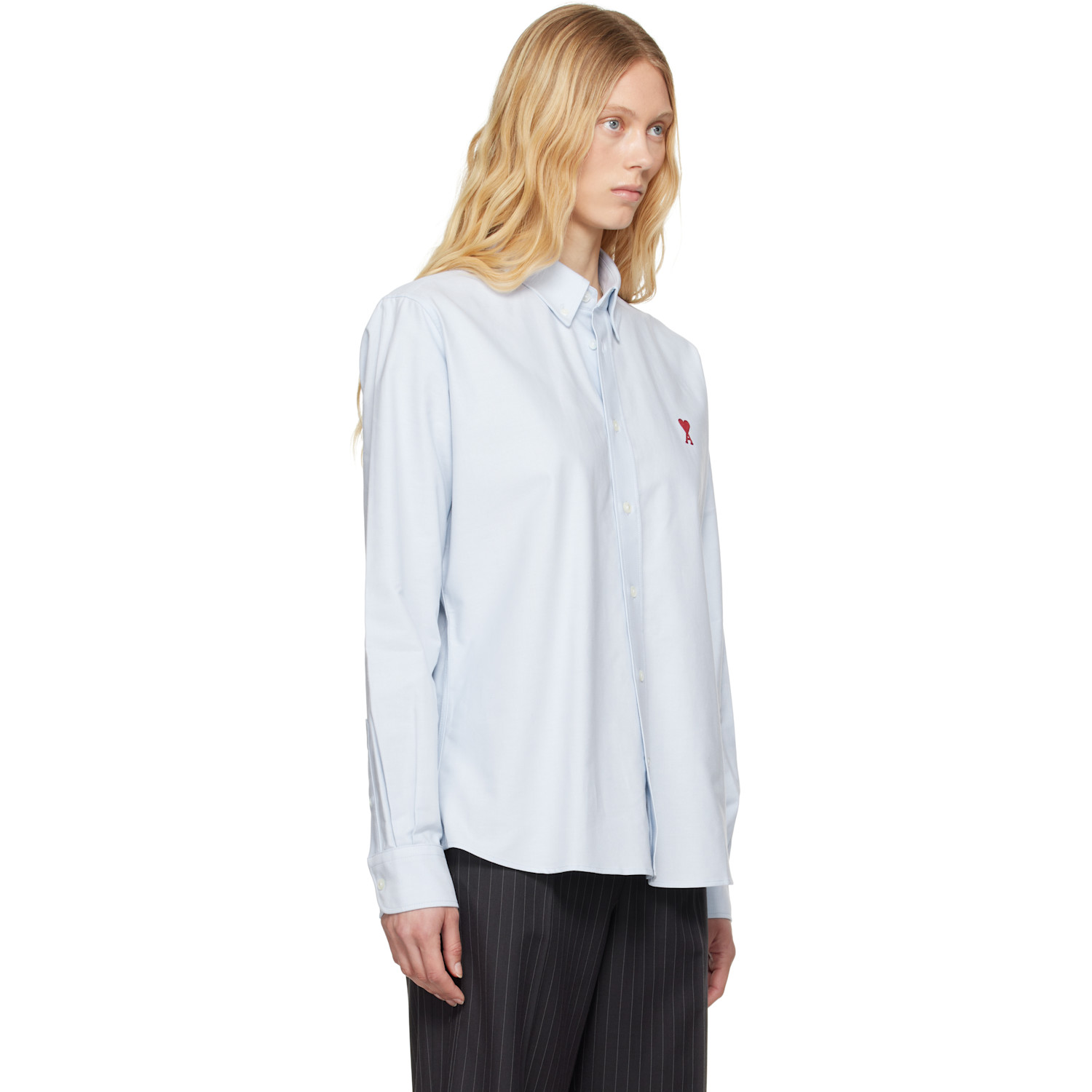 Ami Paris Blue Cotton Button-down Ami De Coeur Shirt 