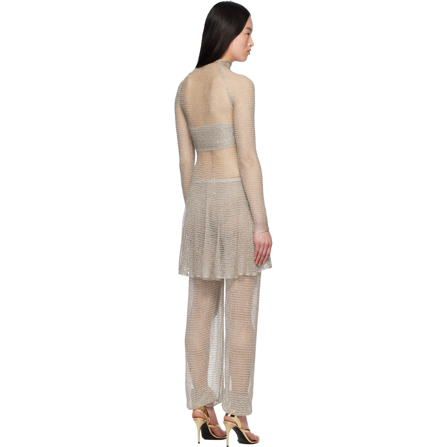  Alaïa Silver Mesh Knit Midi Dress 