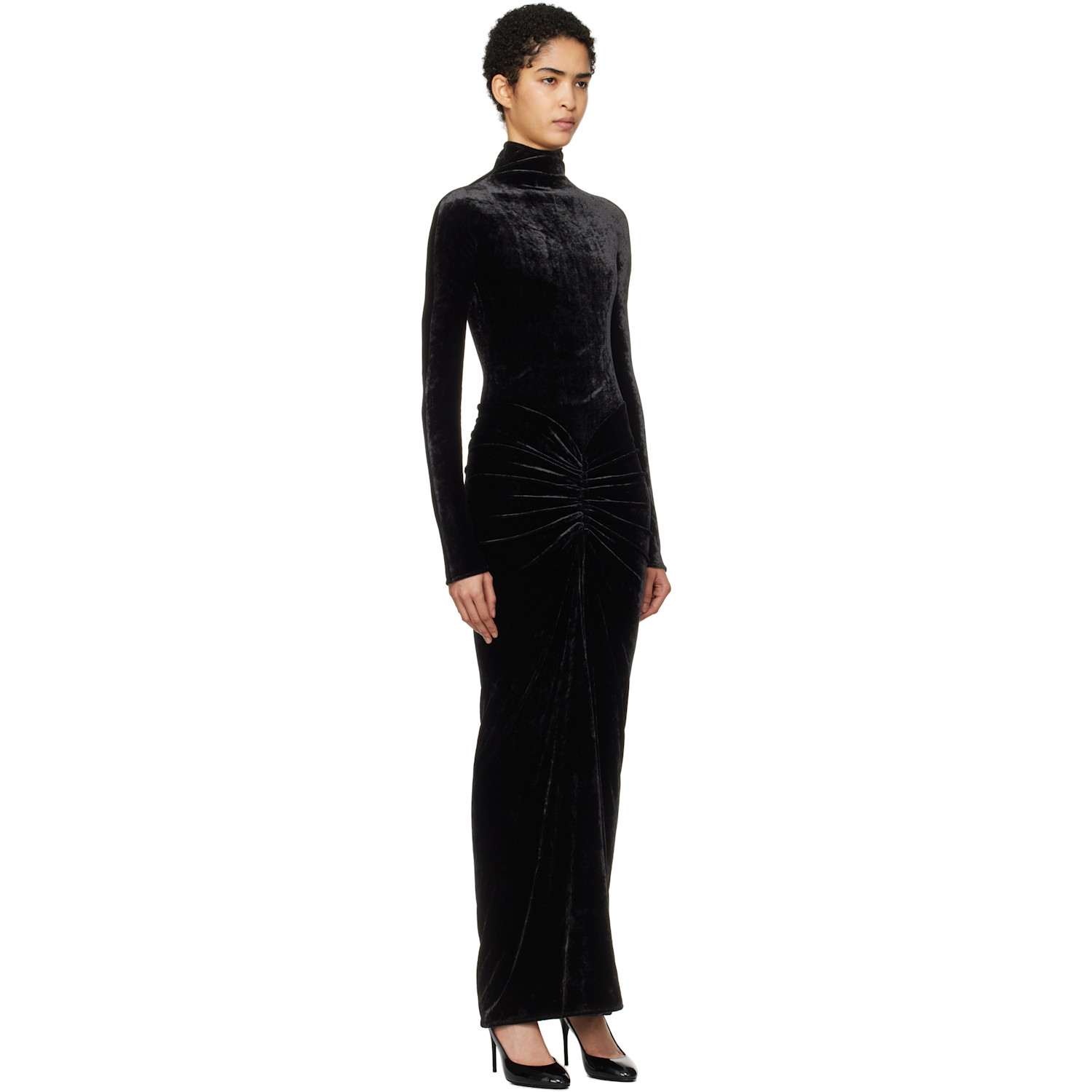  Alaïa Black Draped Maxi Dress 