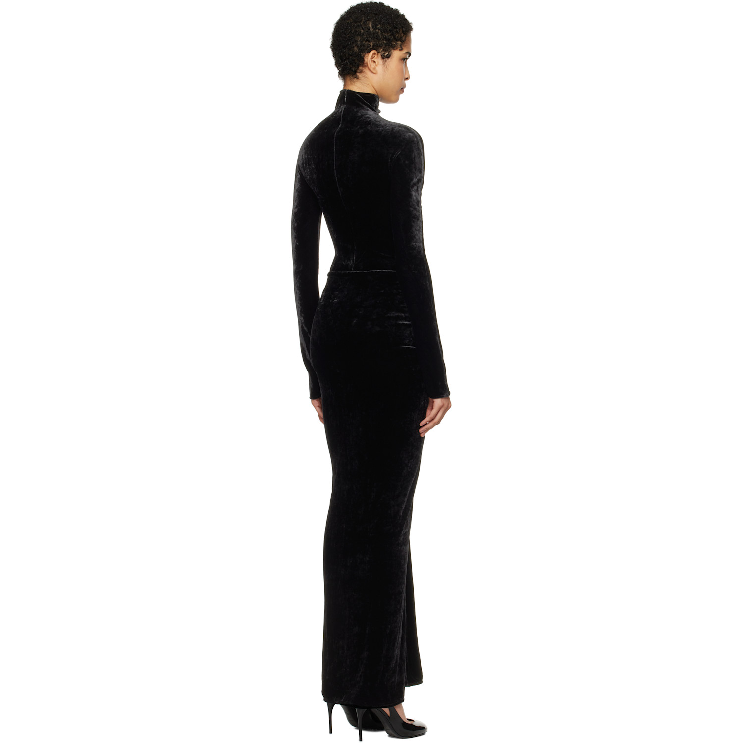  Alaïa Black Draped Maxi Dress 