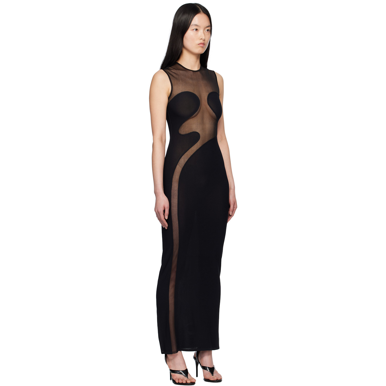  Alaïa Black Knit Molded Bodycon Maxi Dress 