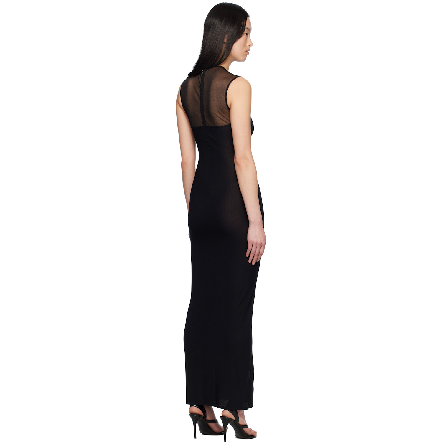  Alaïa Black Knit Molded Bodycon Maxi Dress 