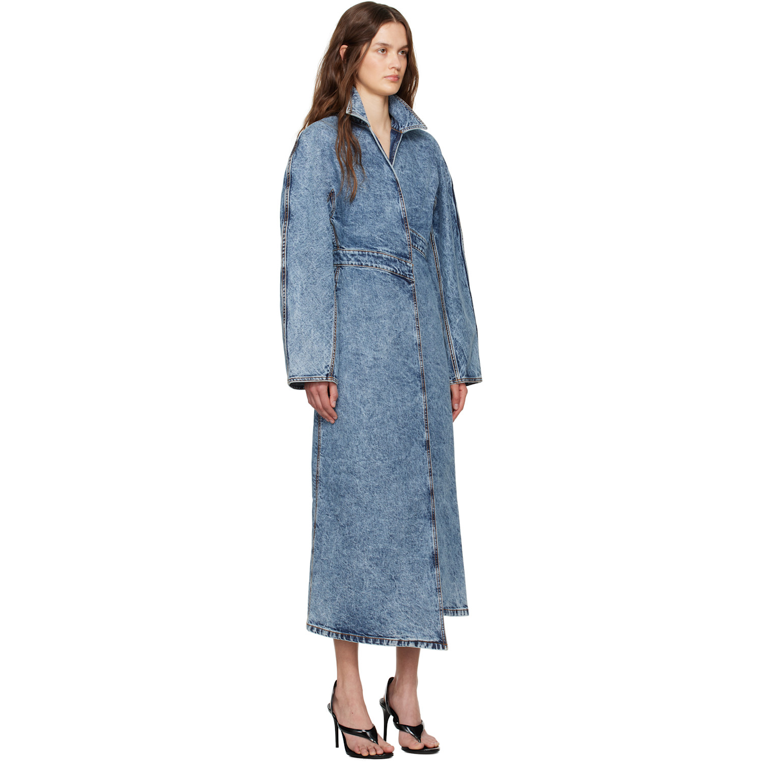  Alaïa Blue Faded Denim Trench Coat 