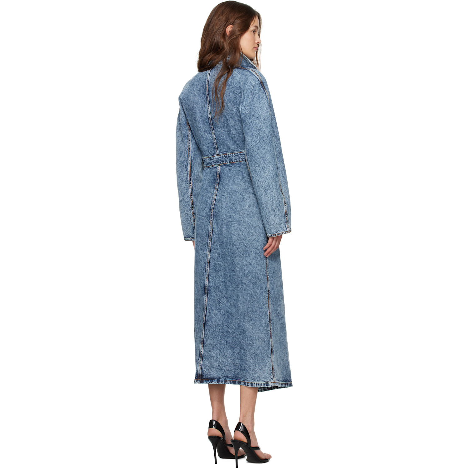  Alaïa Blue Faded Denim Trench Coat 