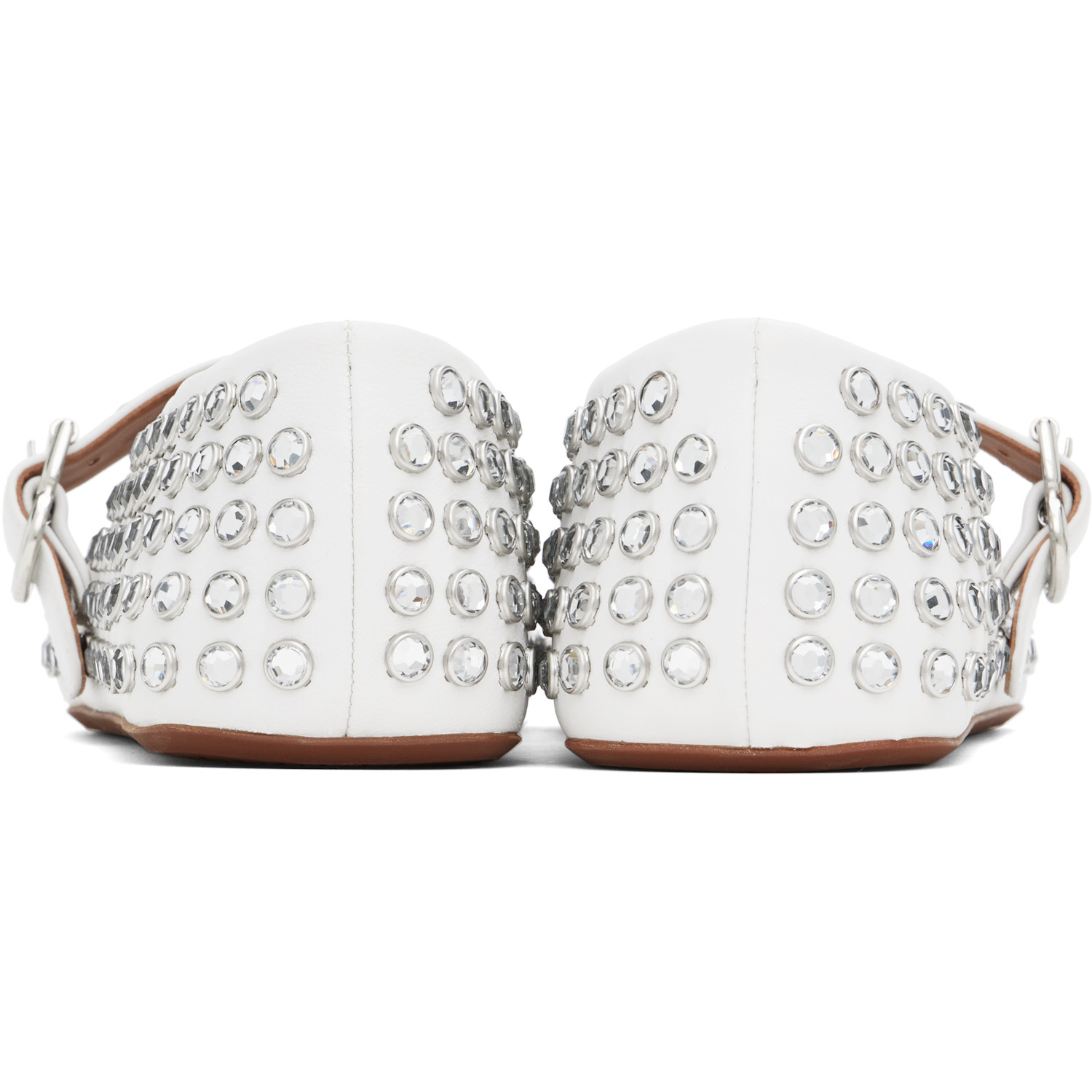  Alaïa White Strass Ballerina Flats 