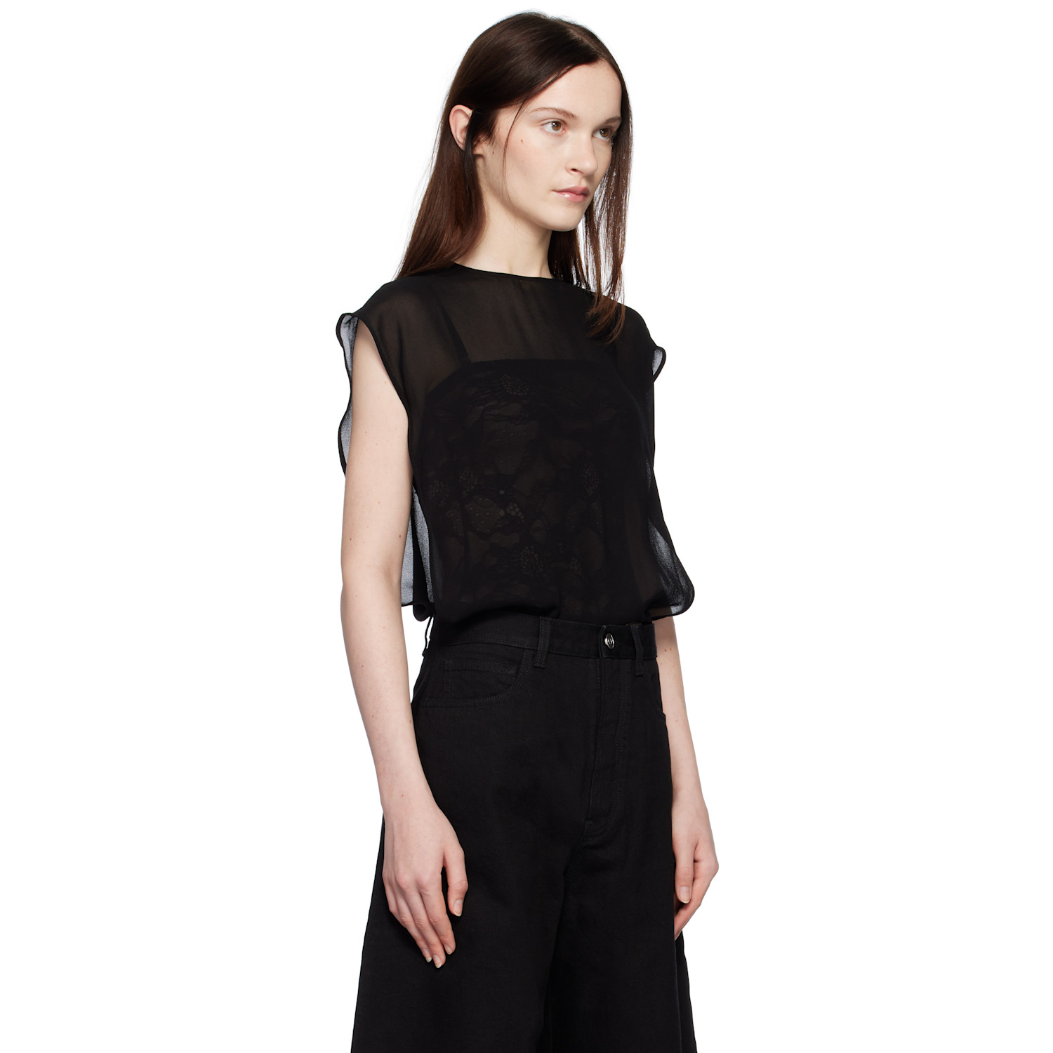  Alaïa Black Georgette Bodysuit 