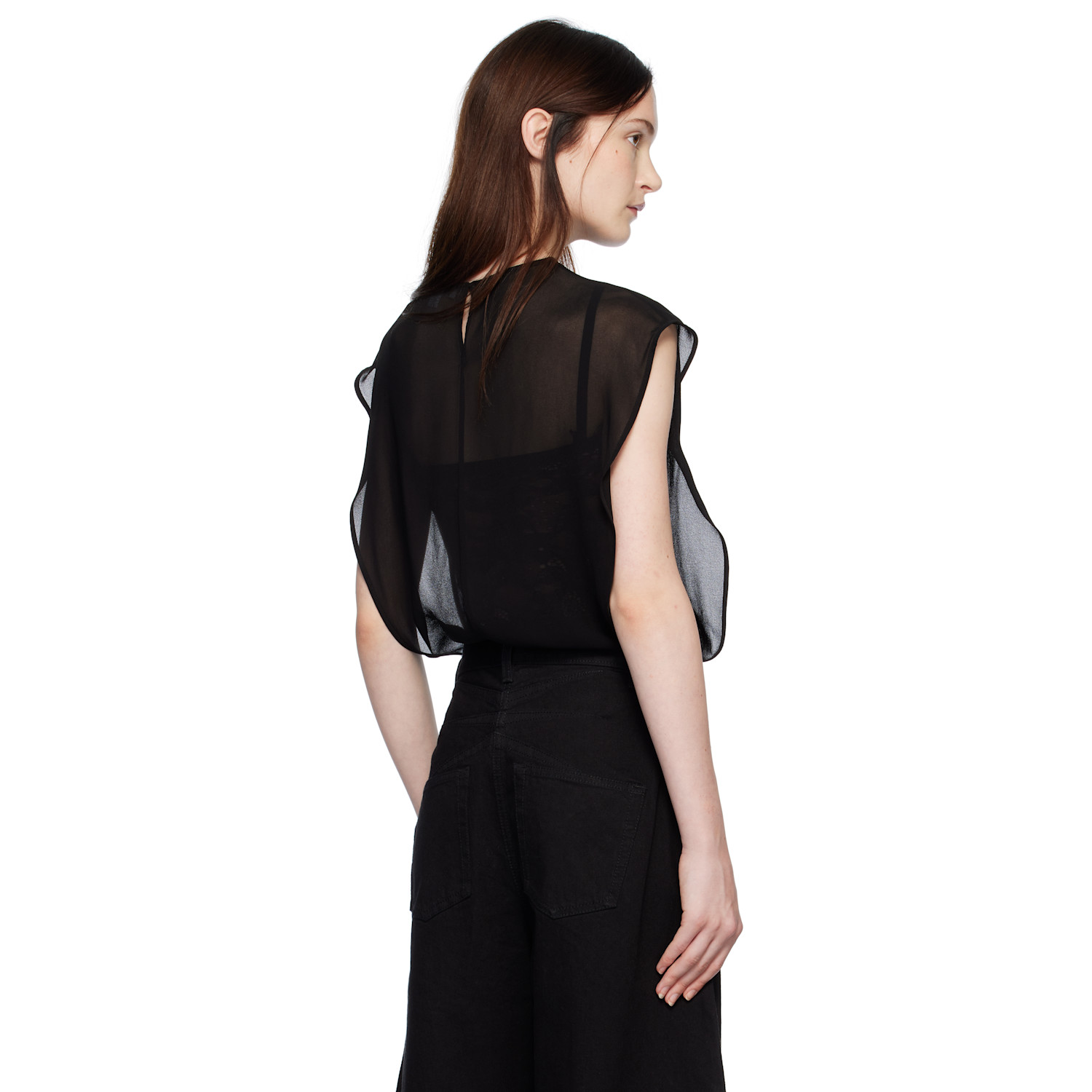  Alaïa Black Georgette Bodysuit 