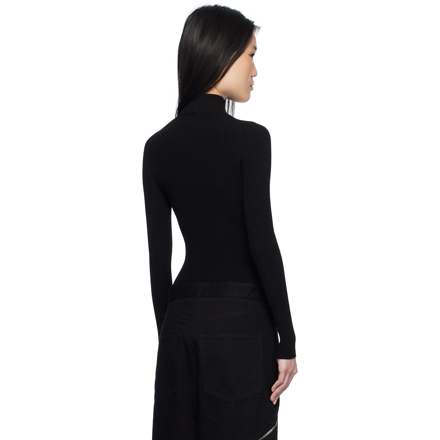  Alaïa Black Ribbed Knit Bodysuit 