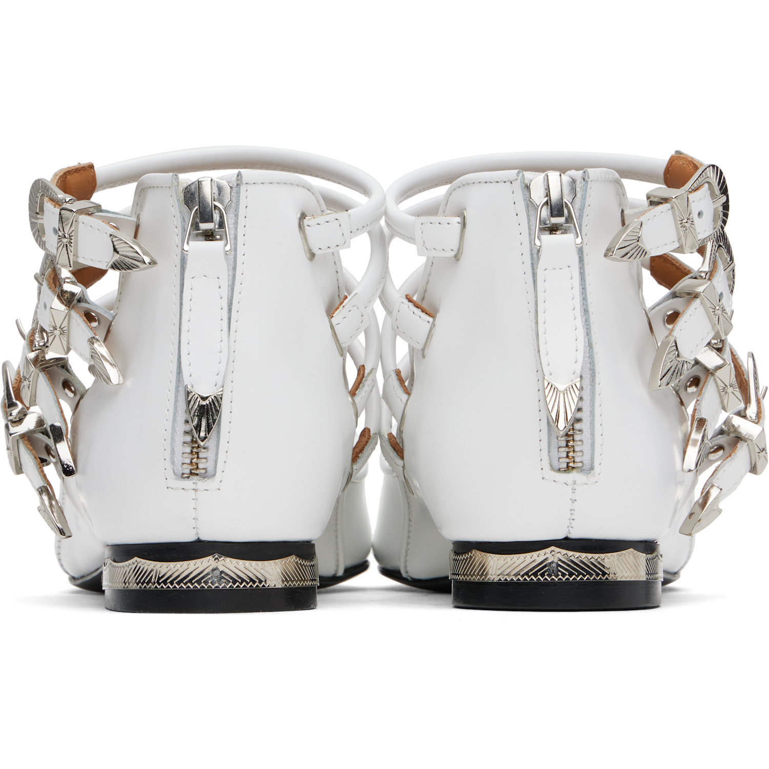  Toga Pulla White Polido Multi Strap Ballerina Flats 