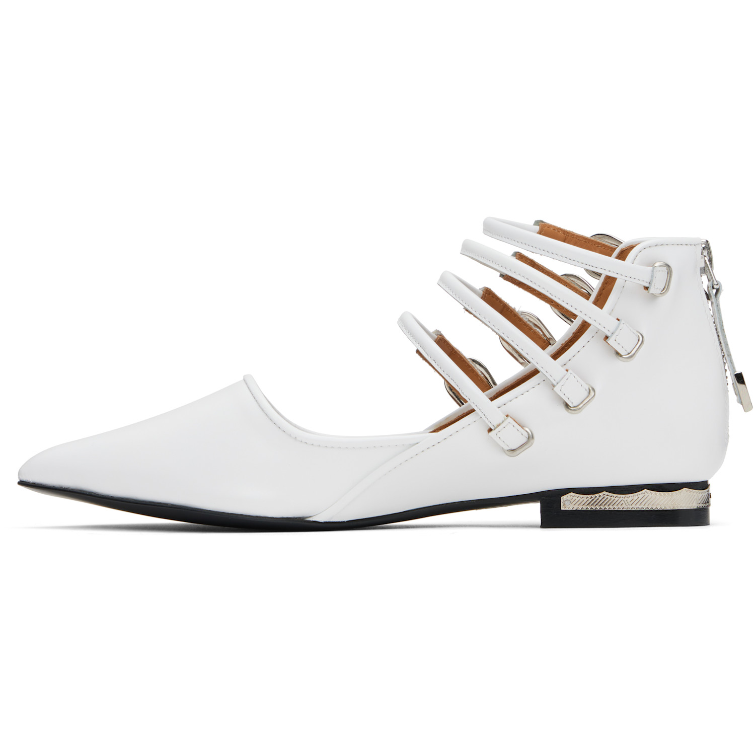  Toga Pulla White Polido Multi Strap Ballerina Flats 