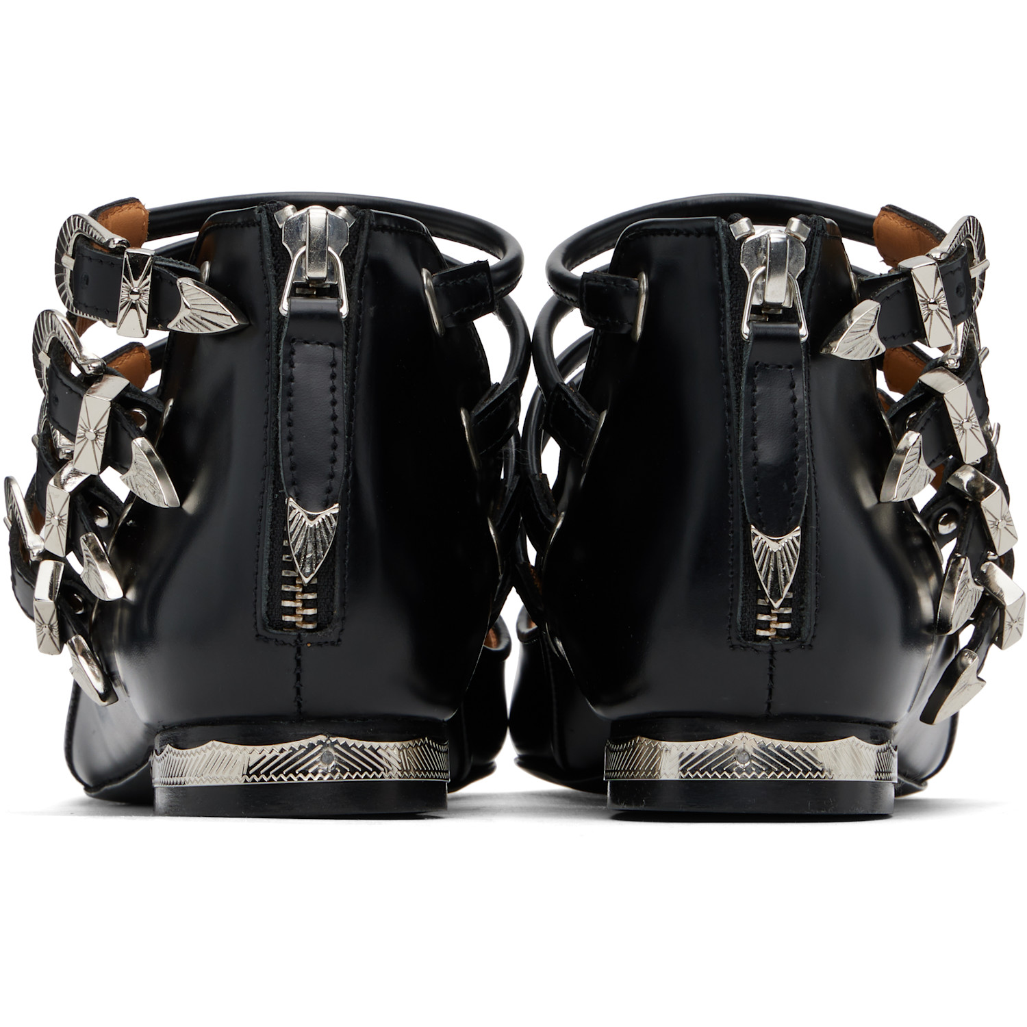  Toga Pulla Black Polido Multi Strap Ballerina Flats 
