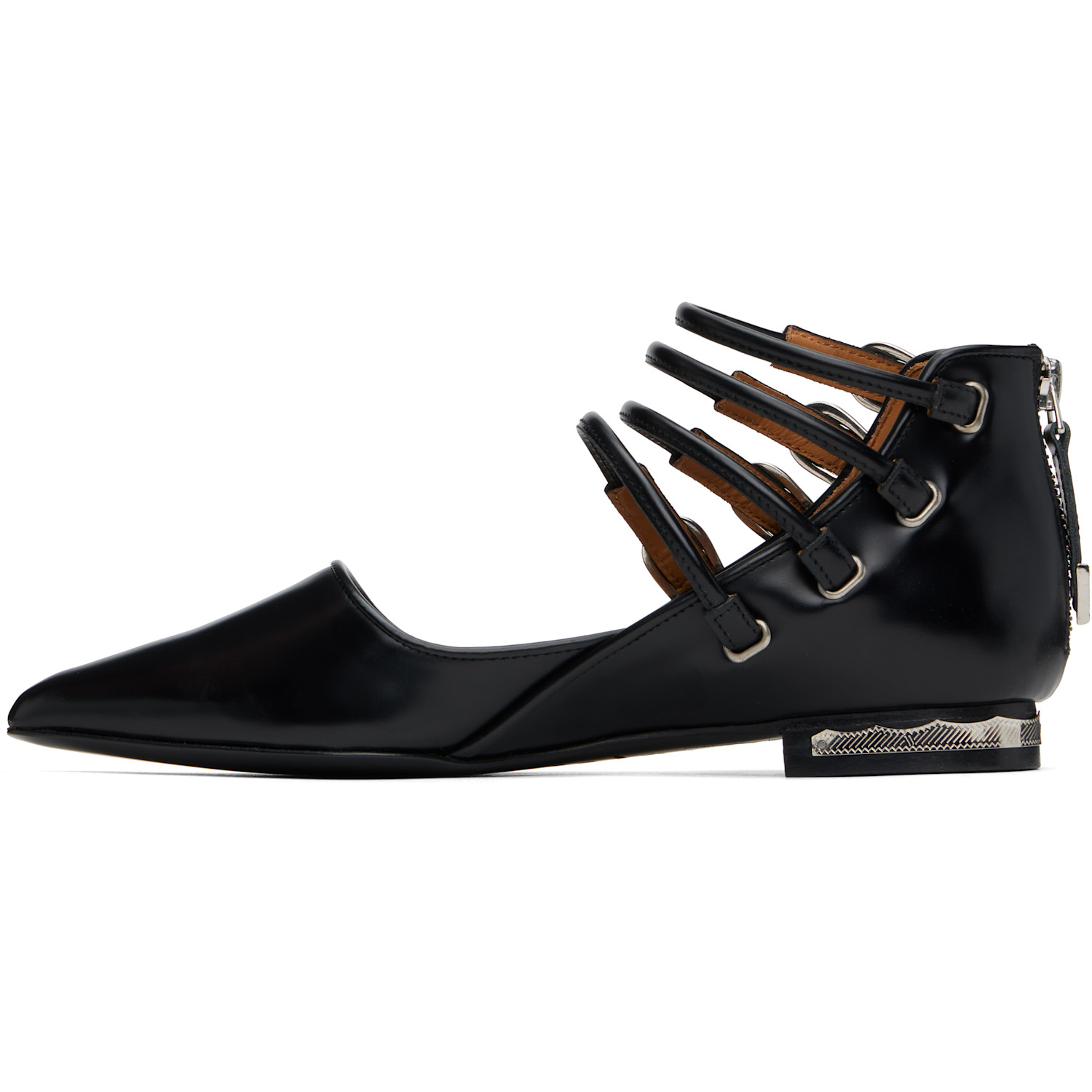  Toga Pulla Black Polido Multi Strap Ballerina Flats 
