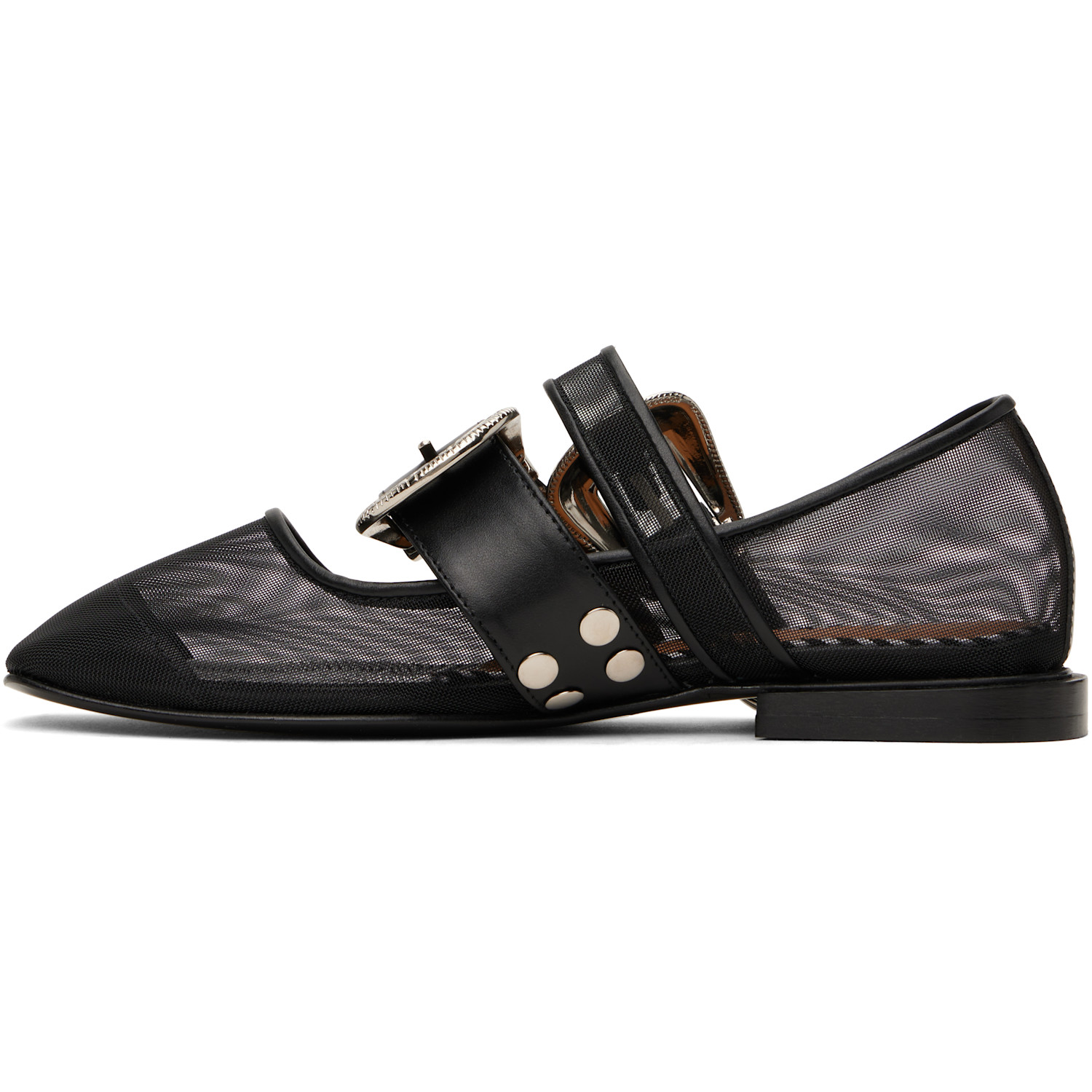  Toga Pulla Black Metal Mesh Ballerina Flats 