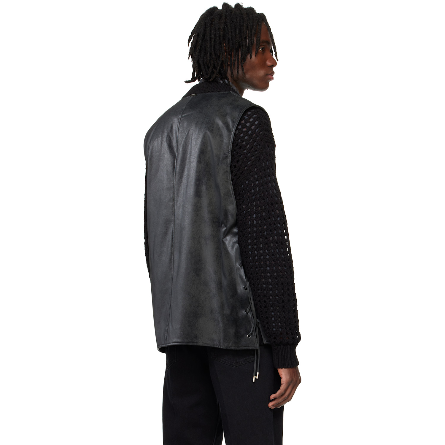  System Black Knotted Faux-suede Vest 