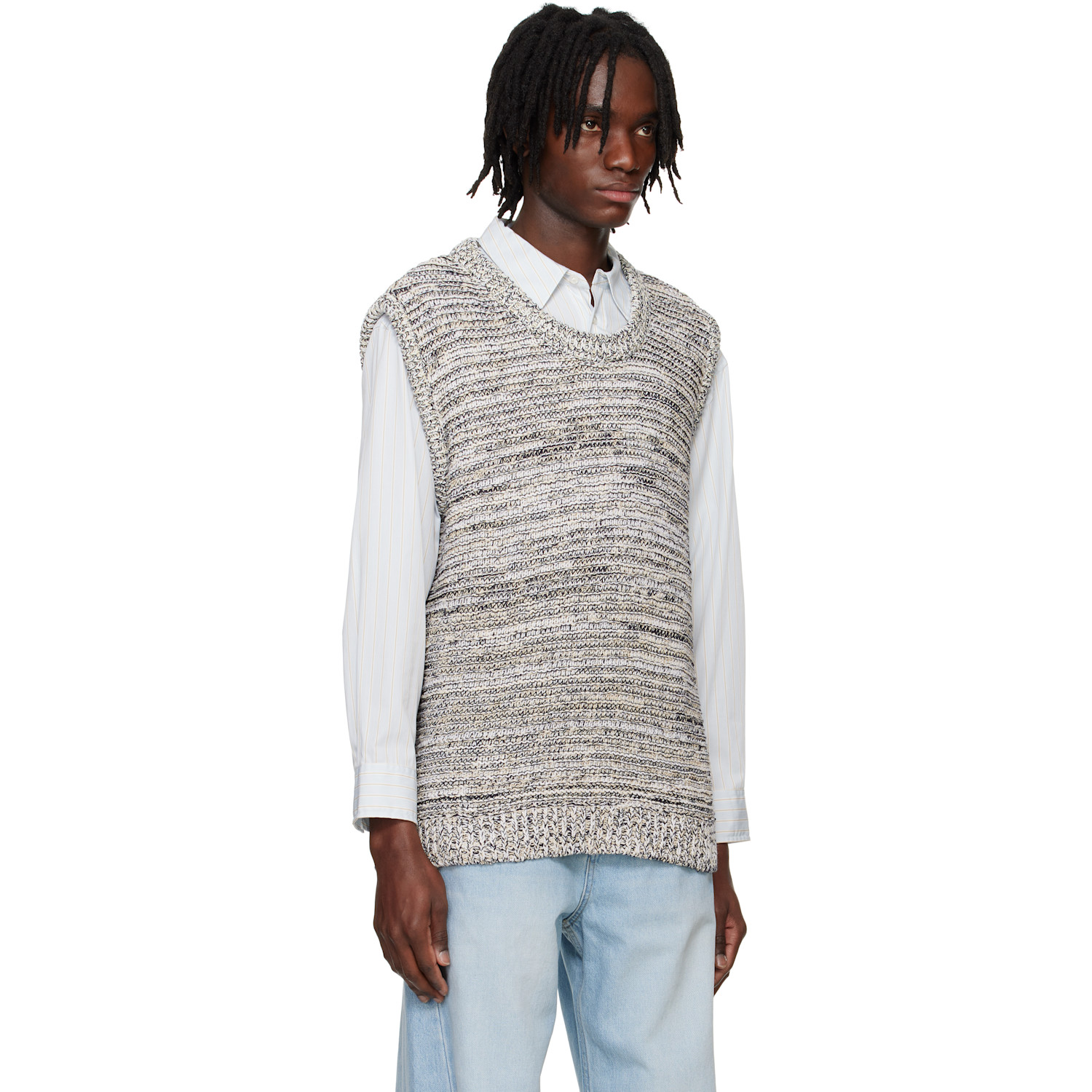  System Black & White Marled Vest 