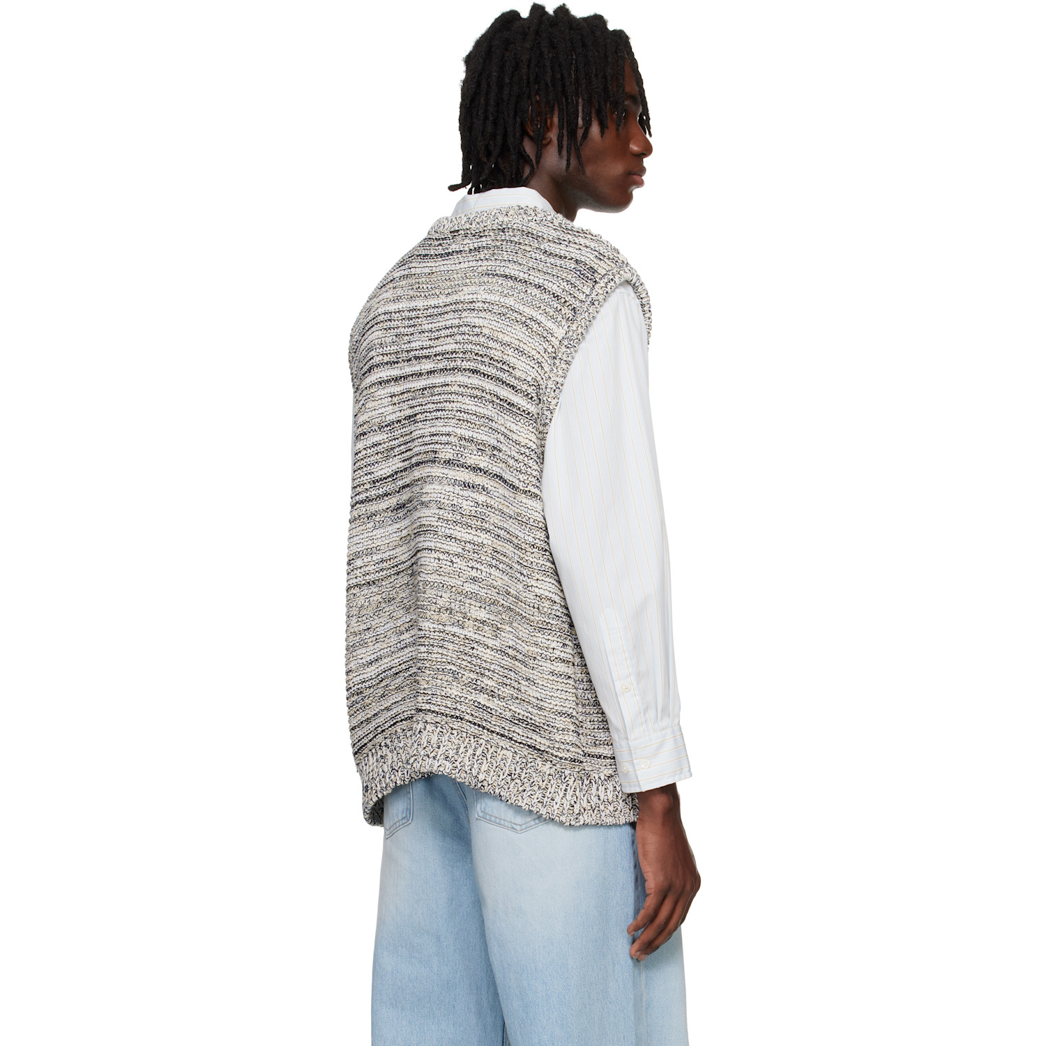  System Black & White Marled Vest 