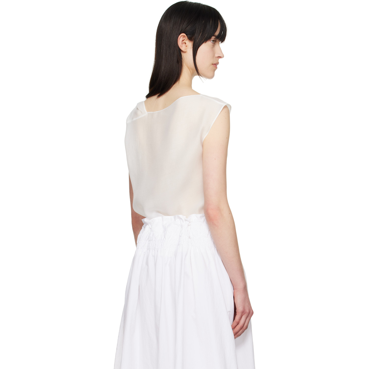  Le17septembre White Asymmetrical Draped Tank Top 