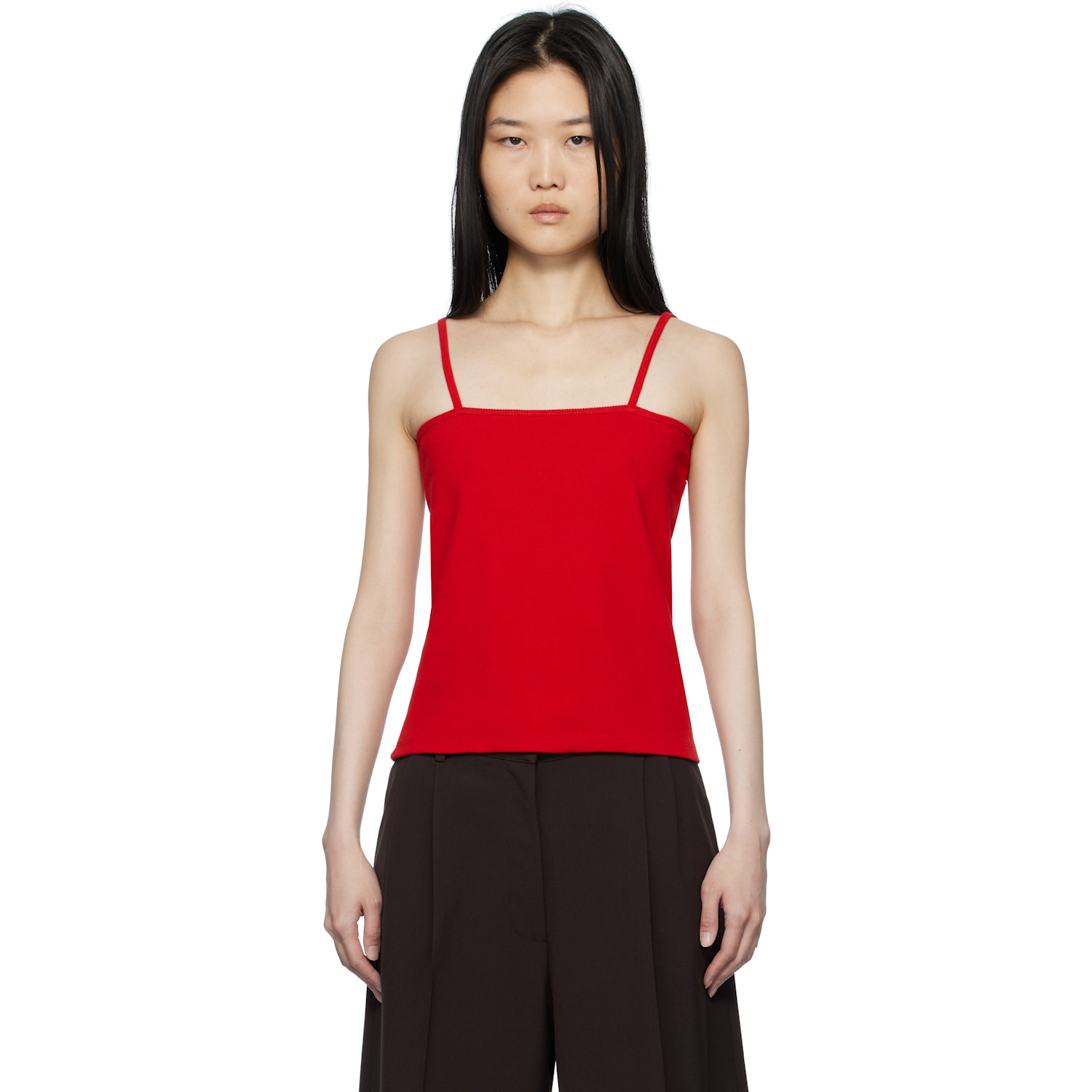 LE17SEPTEMBRE Red Square Neck Tank Top