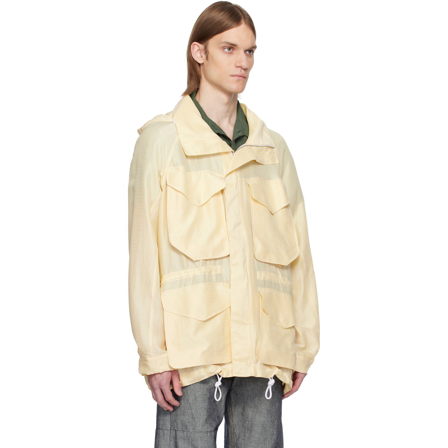  Ranra Yellow Explorer Silk Ripstop Long Hoodie Jacket 