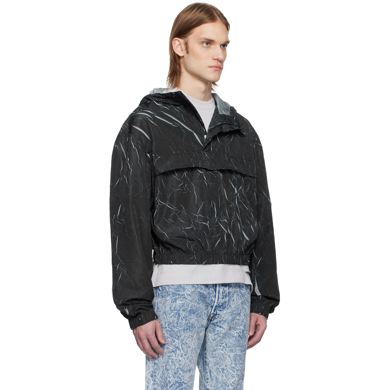  Karmuel Young Navy Pressed Textured Jacket 