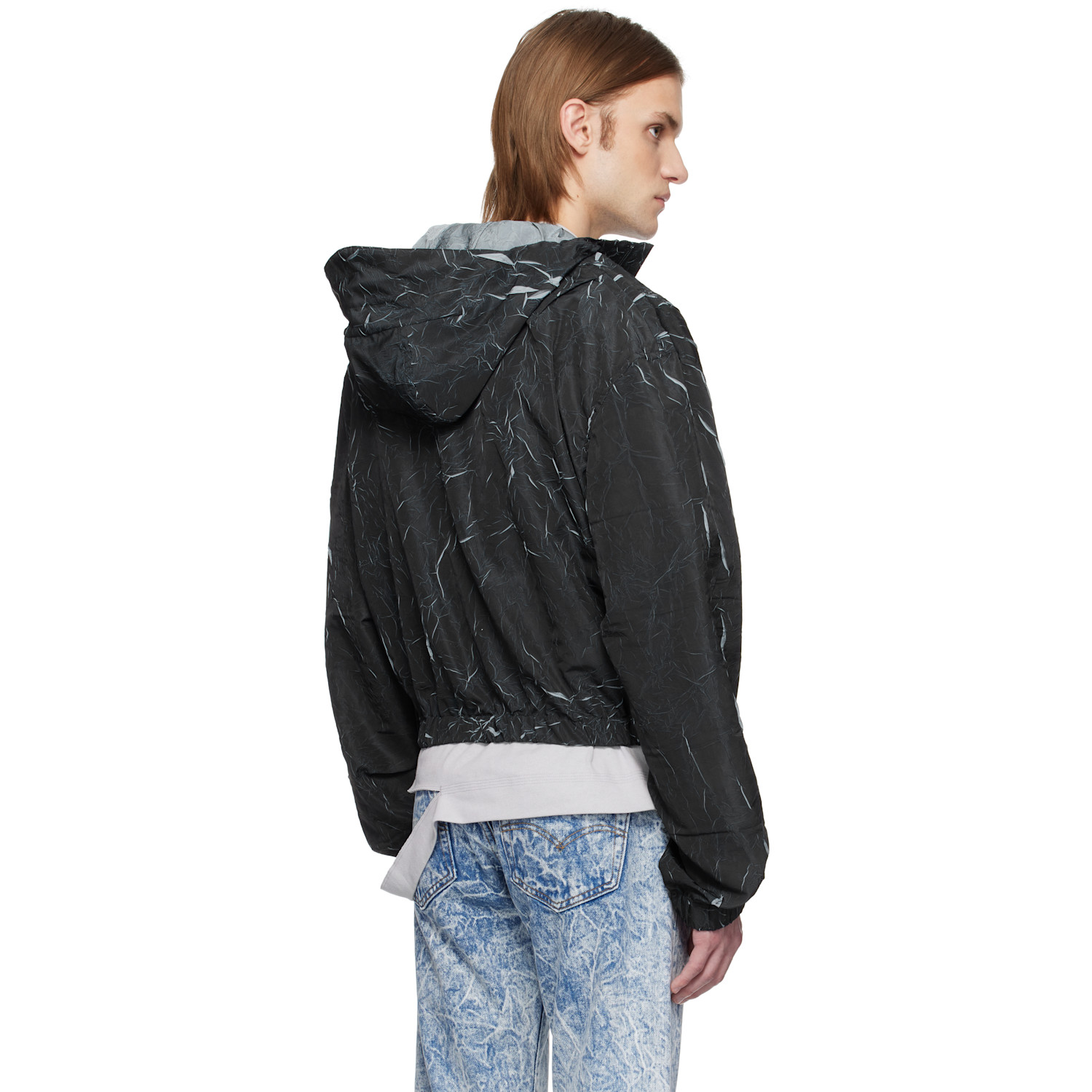  Karmuel Young Navy Pressed Textured Jacket 