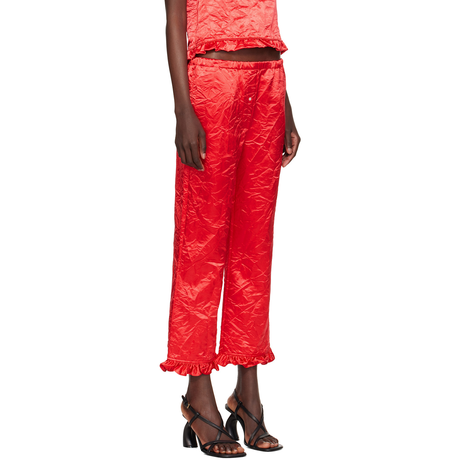  Meryll Rogge Red Creased Satin Trousers 