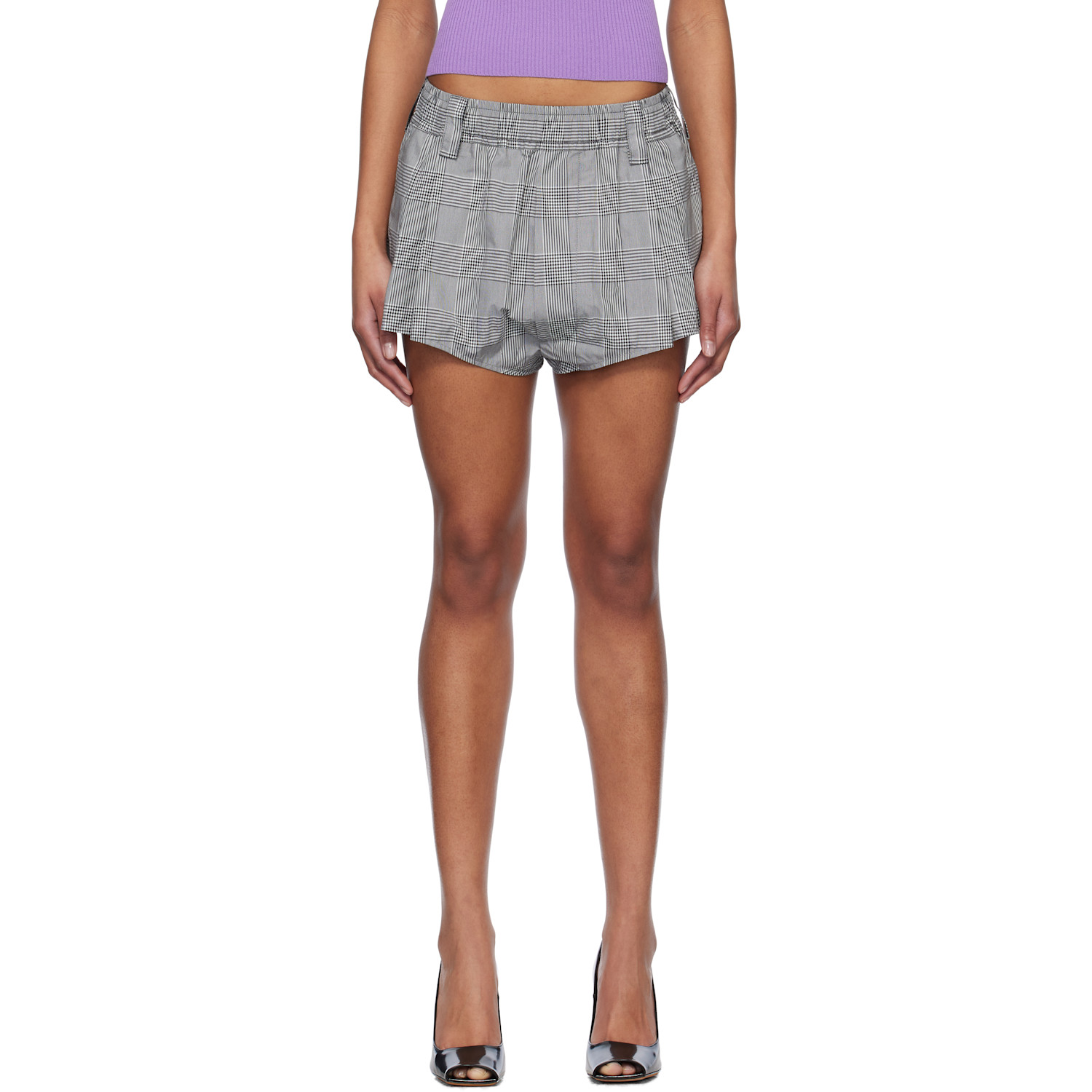 Meryll Rogge Black & White Drawstring Micro Shorts