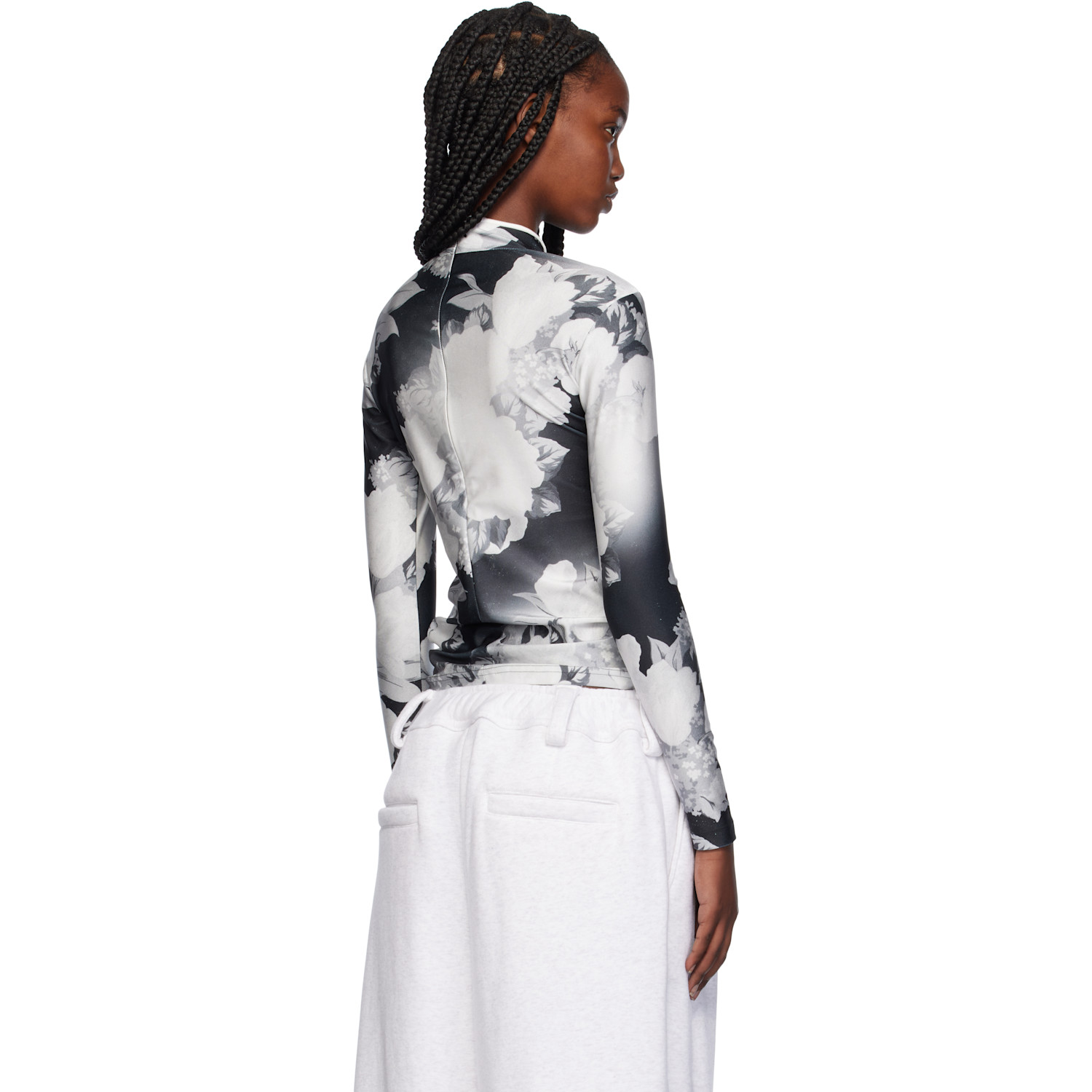 Meryll Rogge Black & White Long Sleeve Piping Turtleneck 