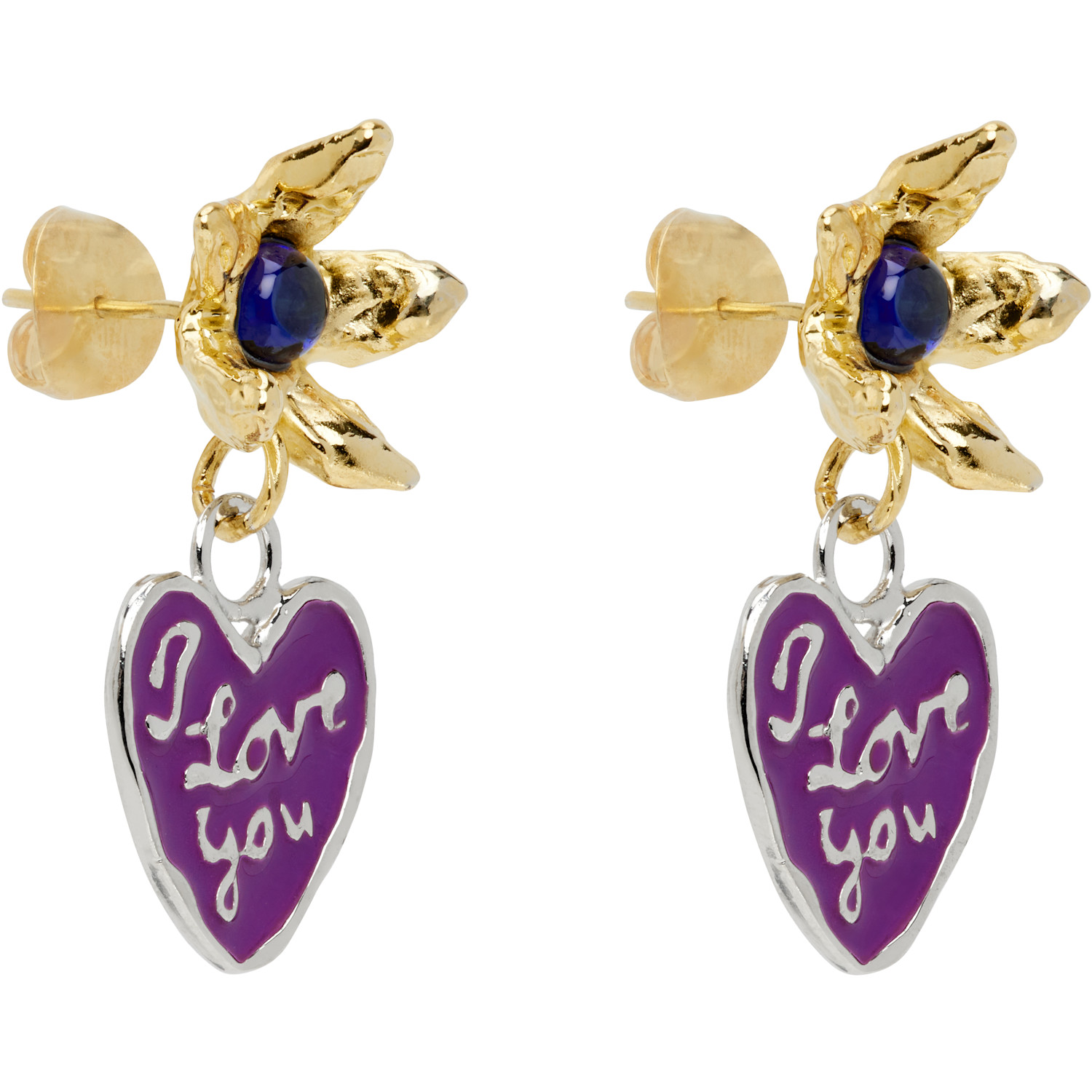  Chopova Lowena Gold & Silver Lovers Drop Earrings 