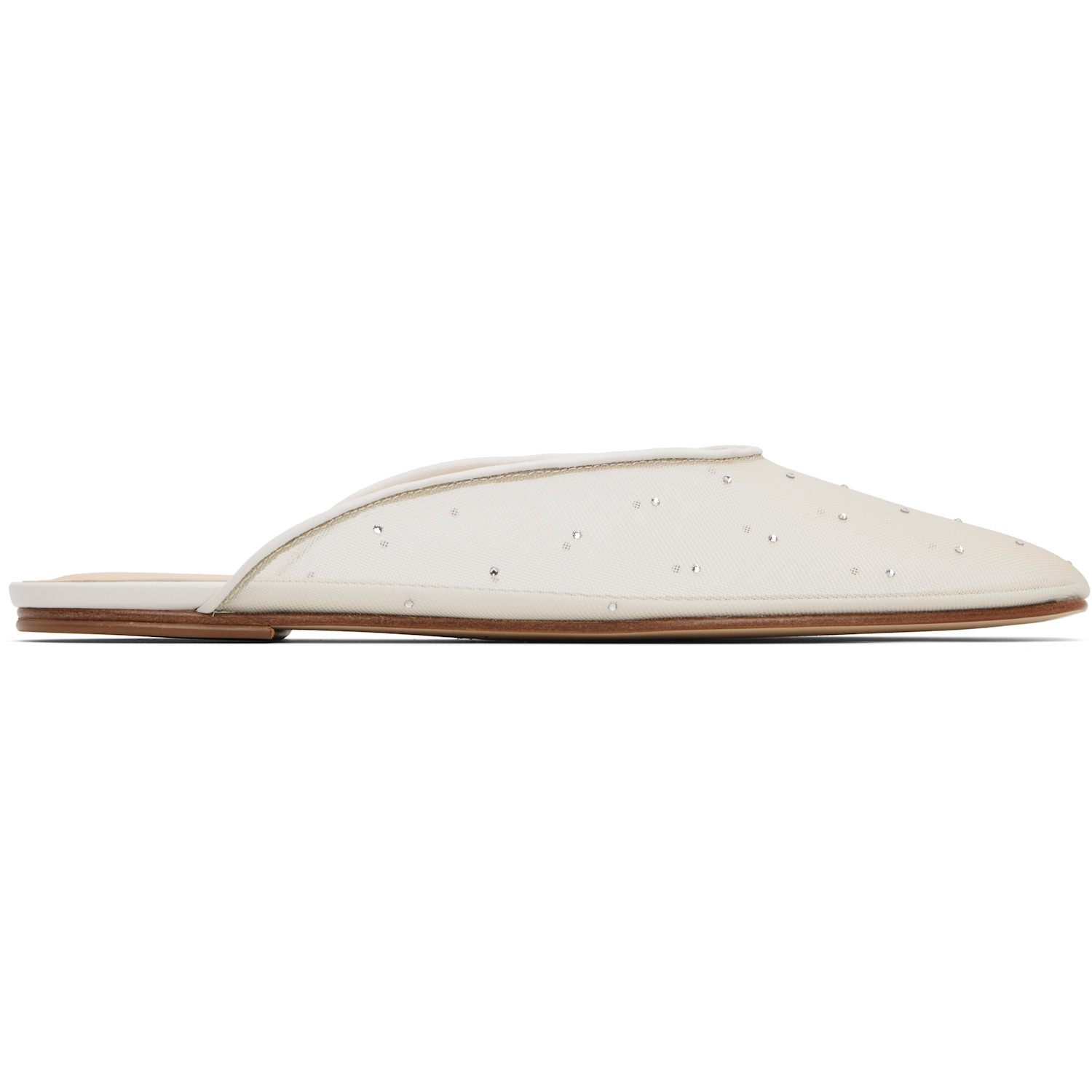 Magda Butrym Off-White Crystal Mesh Flat Mules