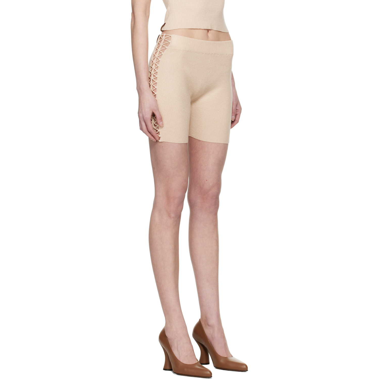  Isa Boulder Ssense Exclusive Beige Ribbed High Waist Shorts 