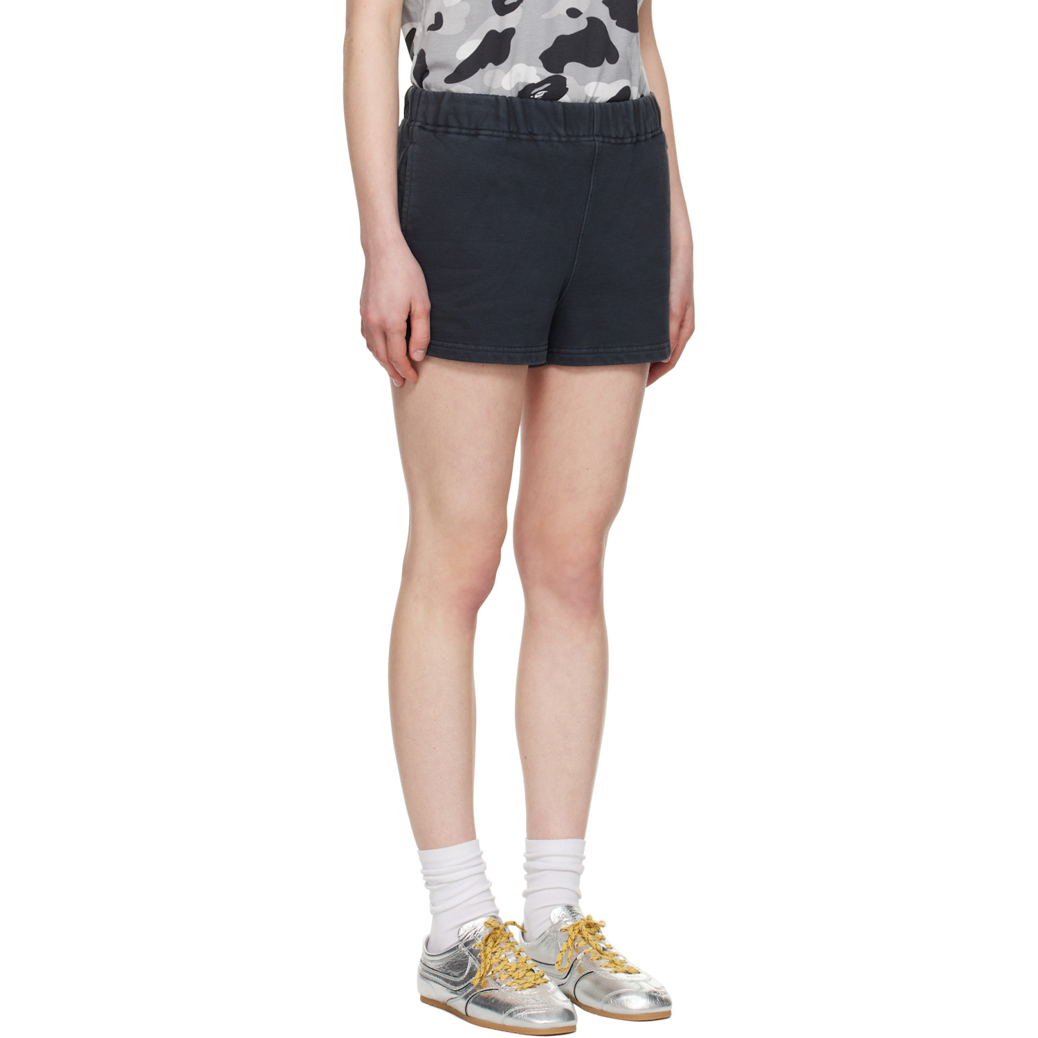  Bape Black Pigment Dyed One Point Sweat Shorts 