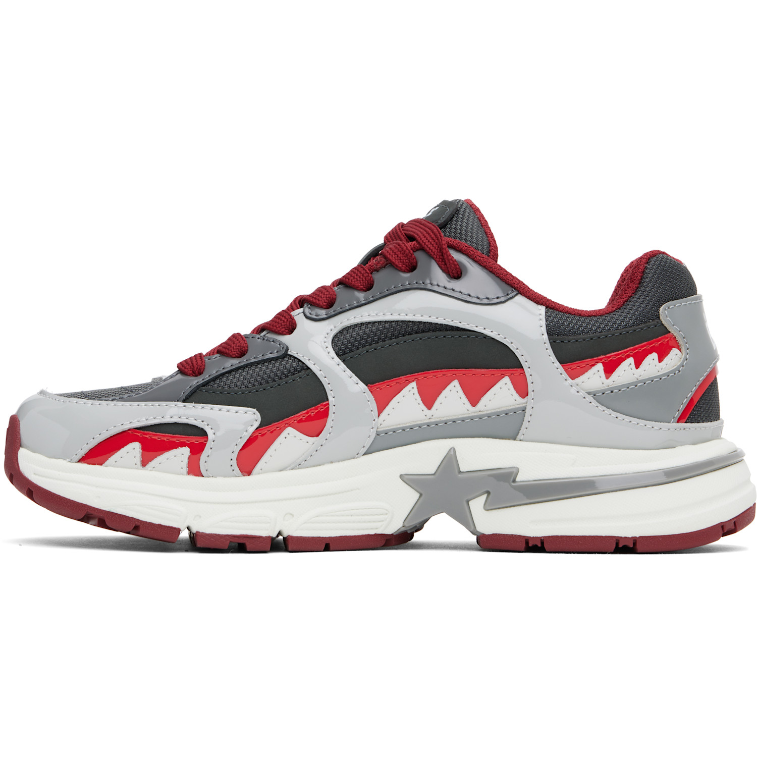  Bape Gray & Red 'bape' Shark Sta #3 Sneakers 