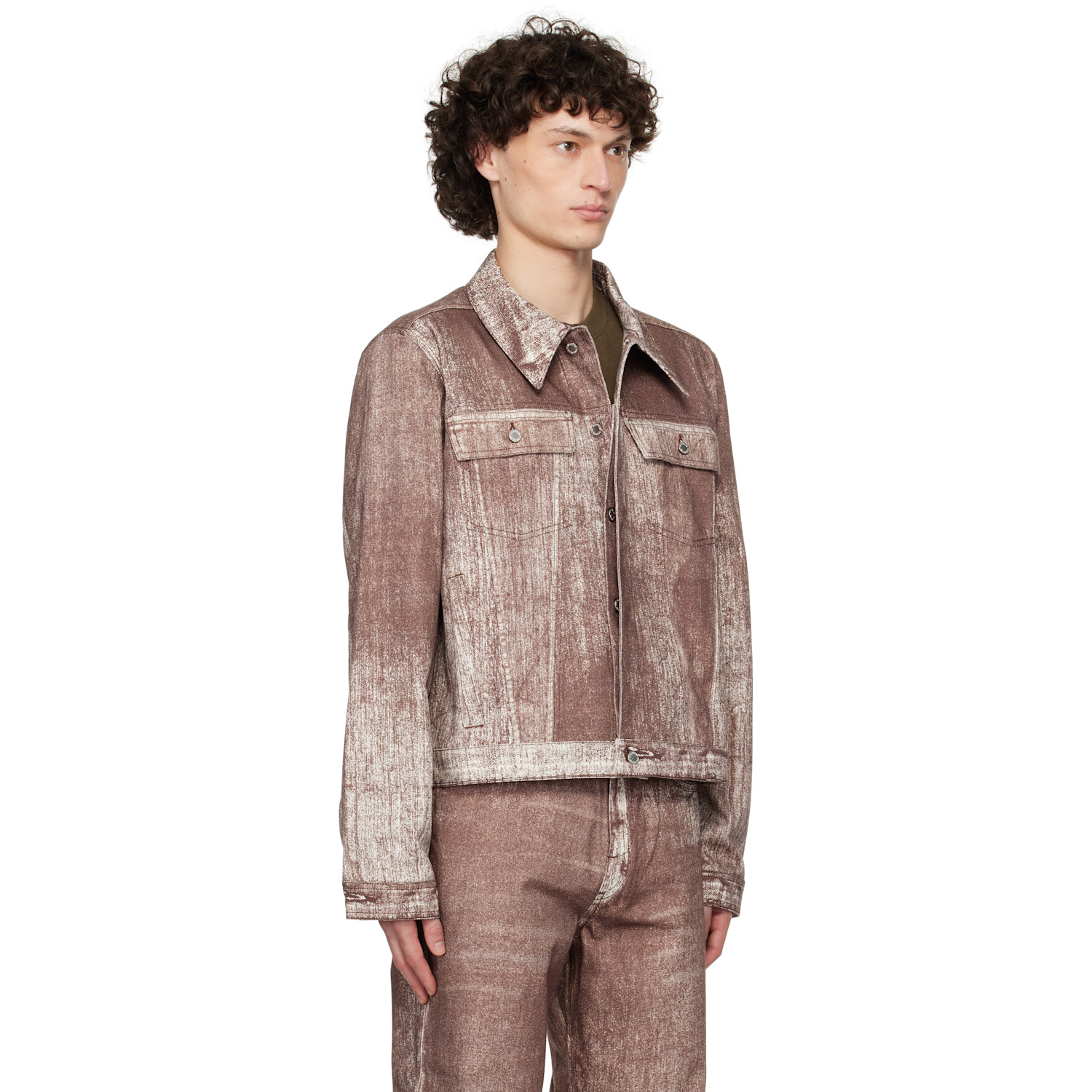  Camperlab Burgundy Paint Print Denim Jacket 