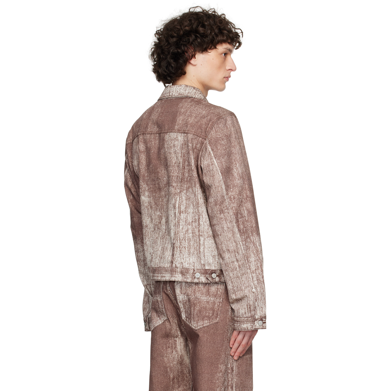  Camperlab Burgundy Paint Print Denim Jacket 