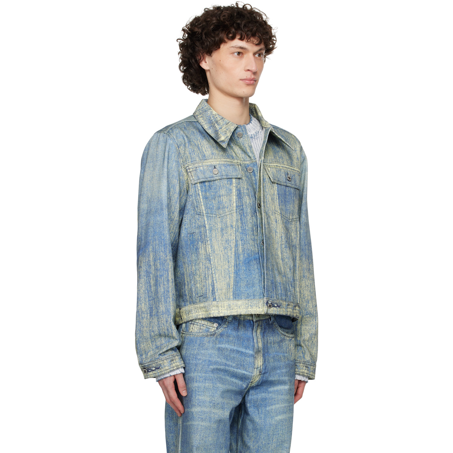  Camperlab Blue Paint Print Denim Jacket 