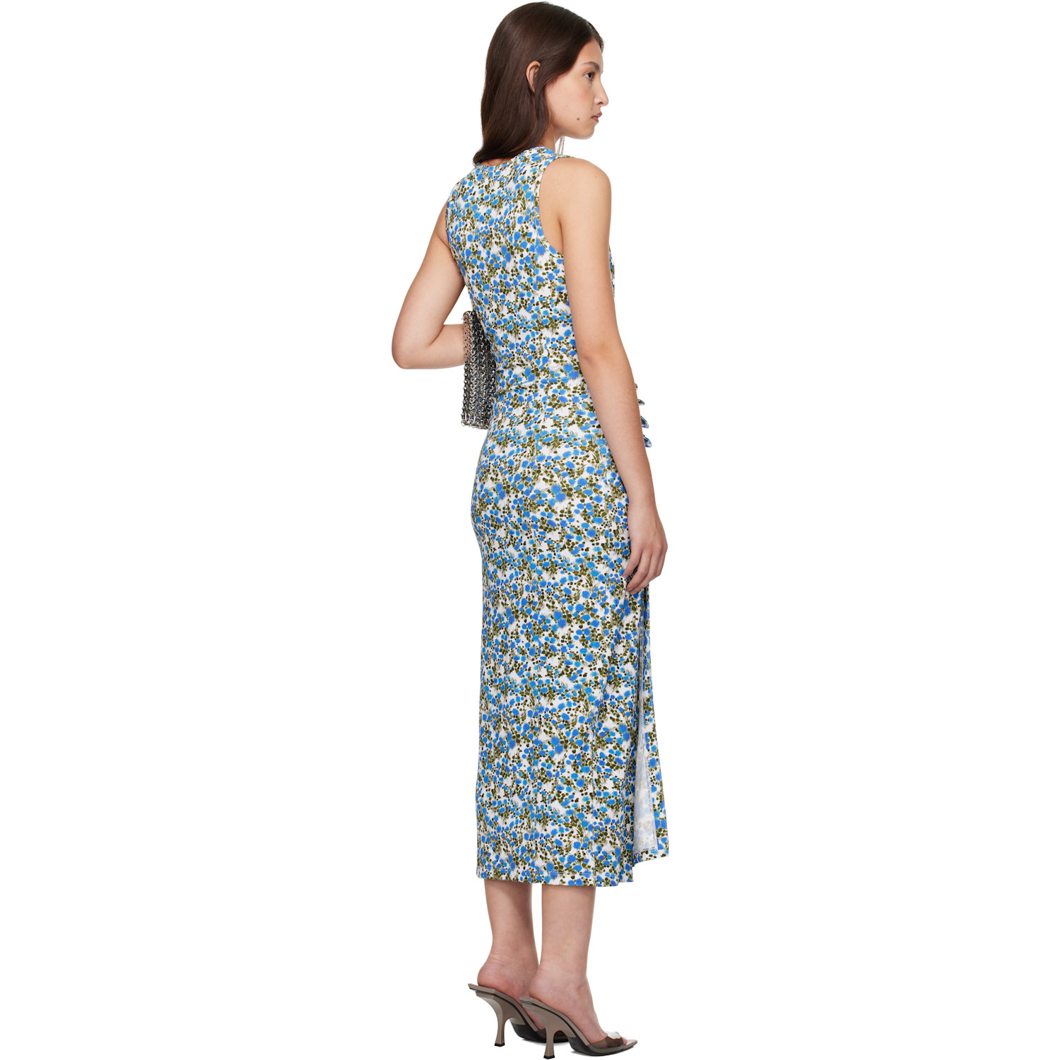  Rabanne Blue Flower Print Midi Dress 
