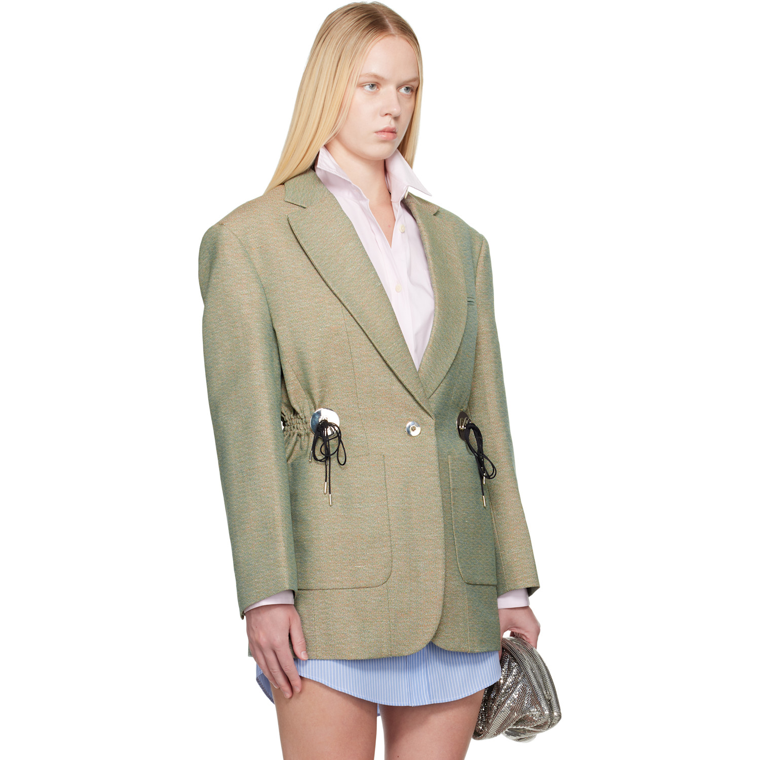  Rabanne Green Mottled Wool Blazer 